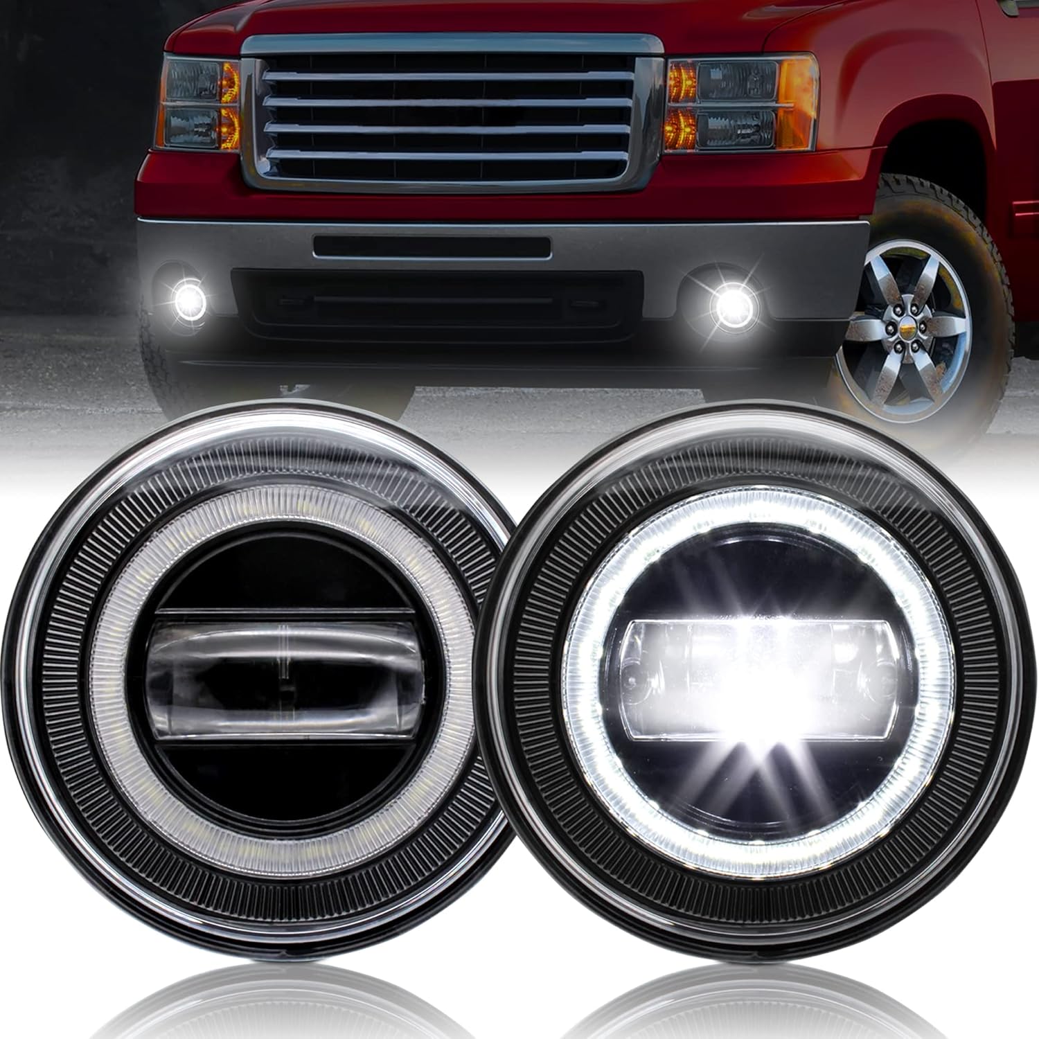 KEWISAUTO Luces antiniebla LED con luces de circulación diurna para GMC Sierra 2007-2014, luces antiniebla de conducción con DRL para 2007 2008 2009
