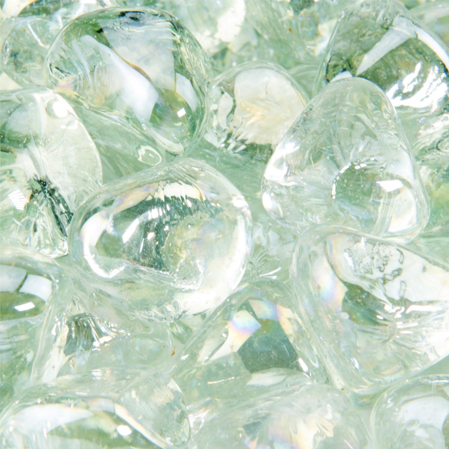 Arctic Ice – Diamantes de vidrio de fuego para hogueras o chimeneas de interiores y exteriores  10 libras  1 pulgada