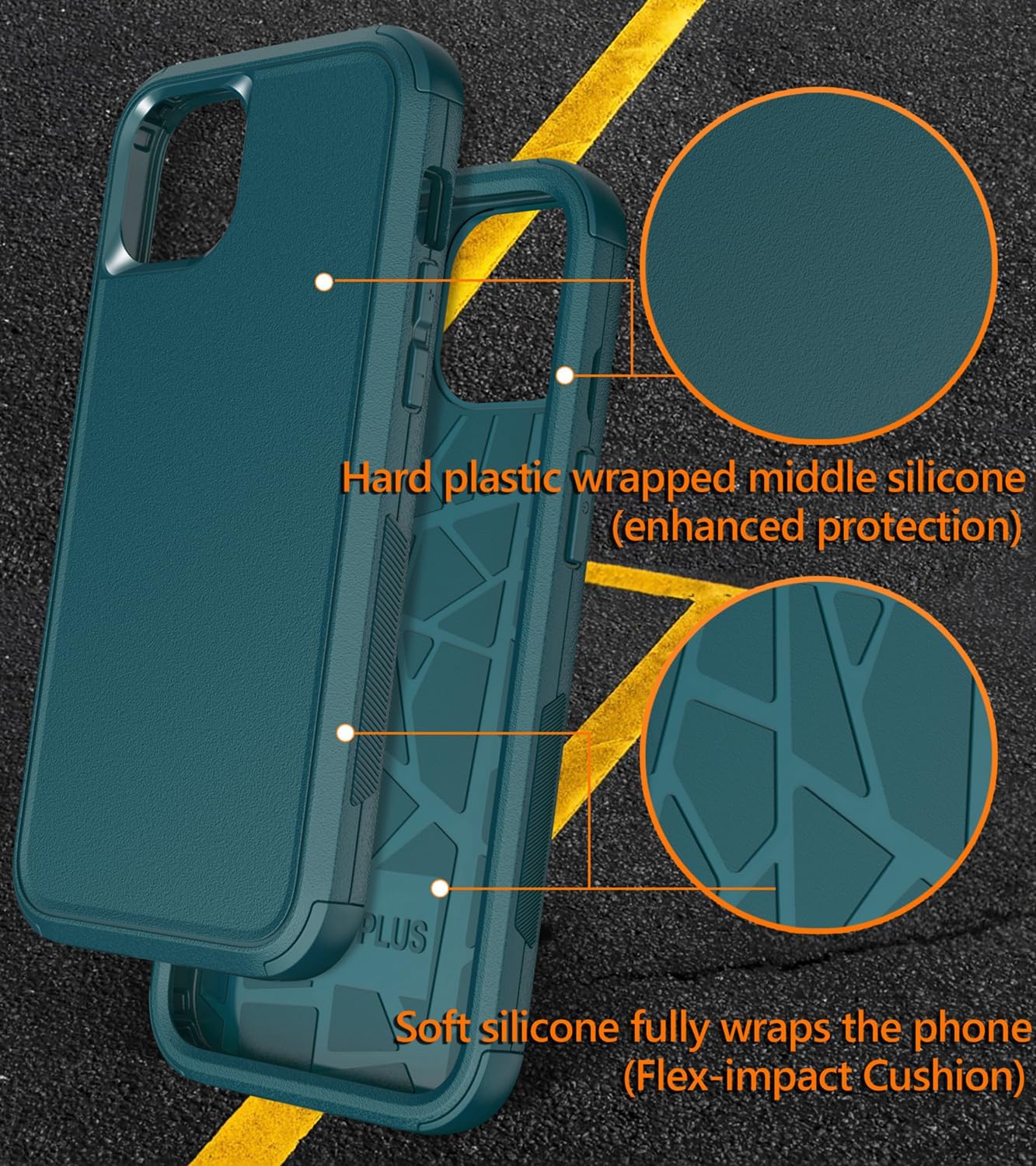 Diverbox Funda para iPhone 15 a prueba de golpes a prueba de caídas protector de pantalla de vidrio templado, funda de protección resistente para