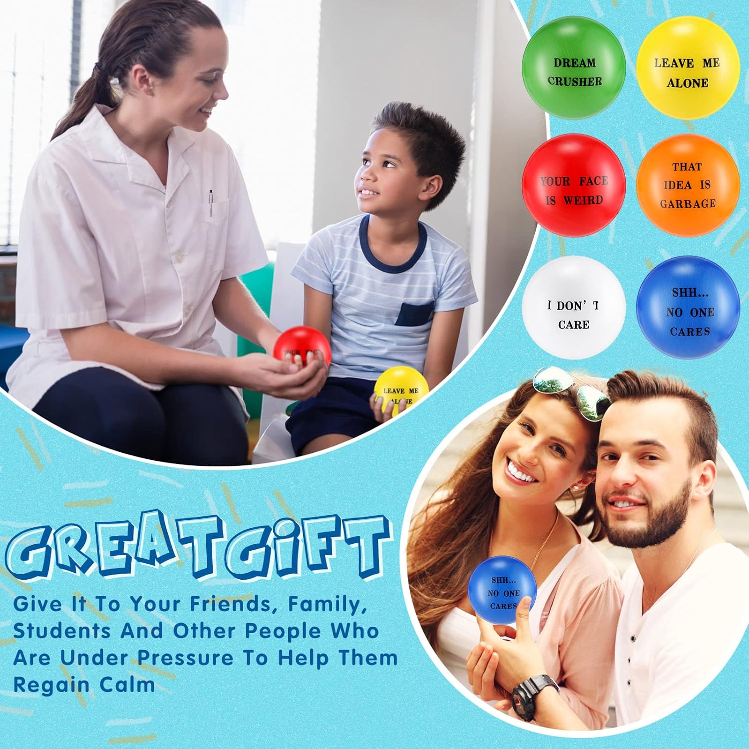 12 unidades de regalos de agradecimiento a los empleados de 2.5 pulgadas, bolas motivacionales para aliviar el estrés para adultos y niños, regalo