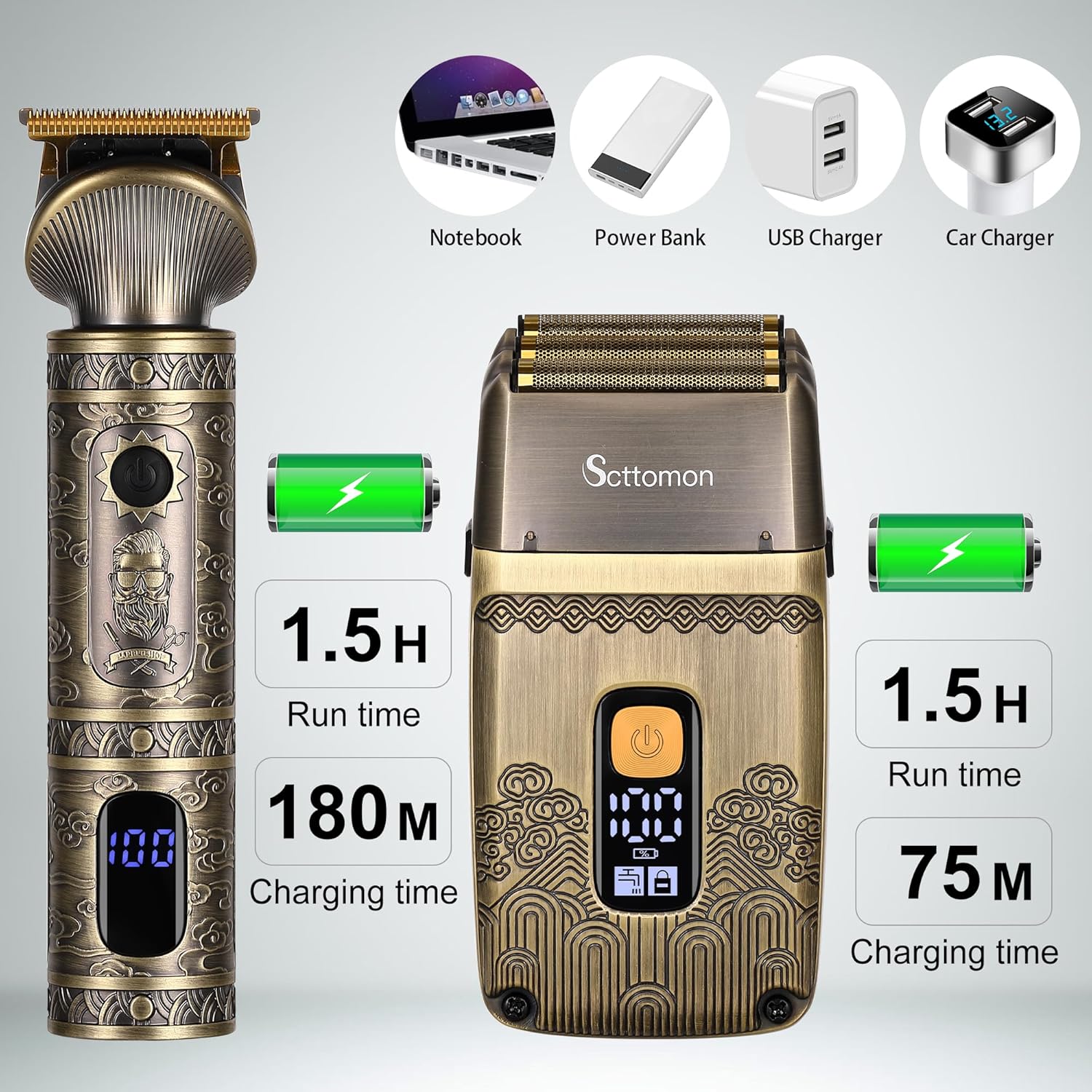 T-Blade – Cortadoras de pelo y afeitadoras eléctricas para hombres, afeitadora de papel de aluminio, recortadora de barba, kit de aseo para hombres