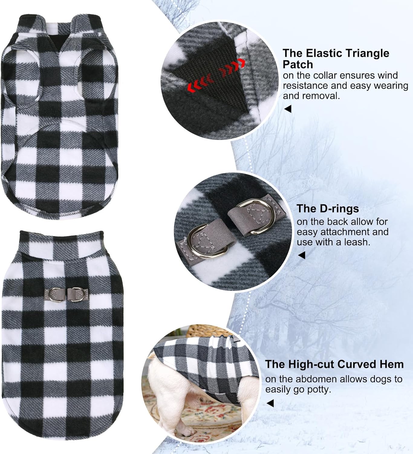 BEAUTYZOO Suéter de forro polar para perros pequeños, chaqueta de invierno, con anillo en D, accesorio de correa para cachorros de razas medianas de