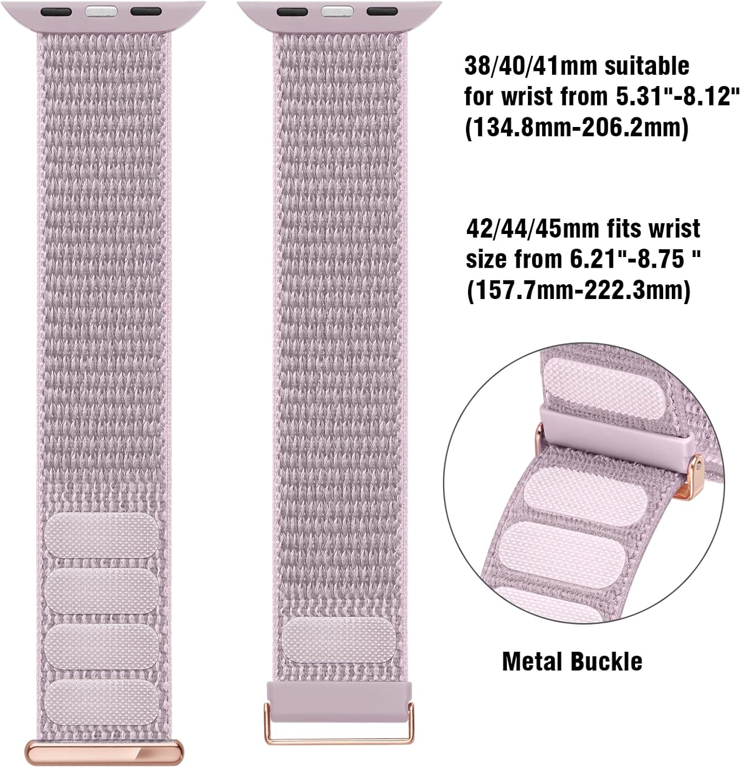 OHOTLOVE Correa de nailon compatible con Apple Watch Band de 1.496 pulgadas, 1.575 pulgadas, 1.614 pulgadas, 1.654 pulgadas, 1.732 pulgadas, 1.772