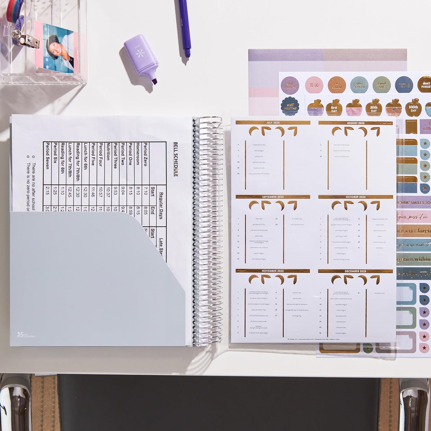 Erin Condren Agenda de lecciones para profesores en espiral de 85 x 11 pulgadas (agosto de 2024 a julio de 2025)  Marca la diferencia, cubierta