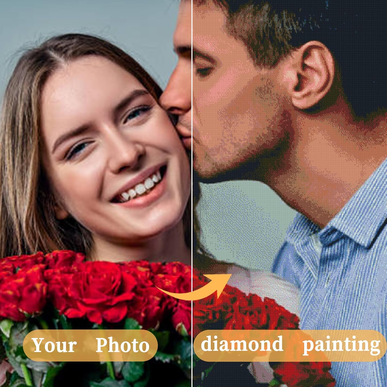 Kits de pintura de diamantes personalizados para adultos, arte de diamantes 5D personalizado de taladro completo, personaliza tu propio arte
