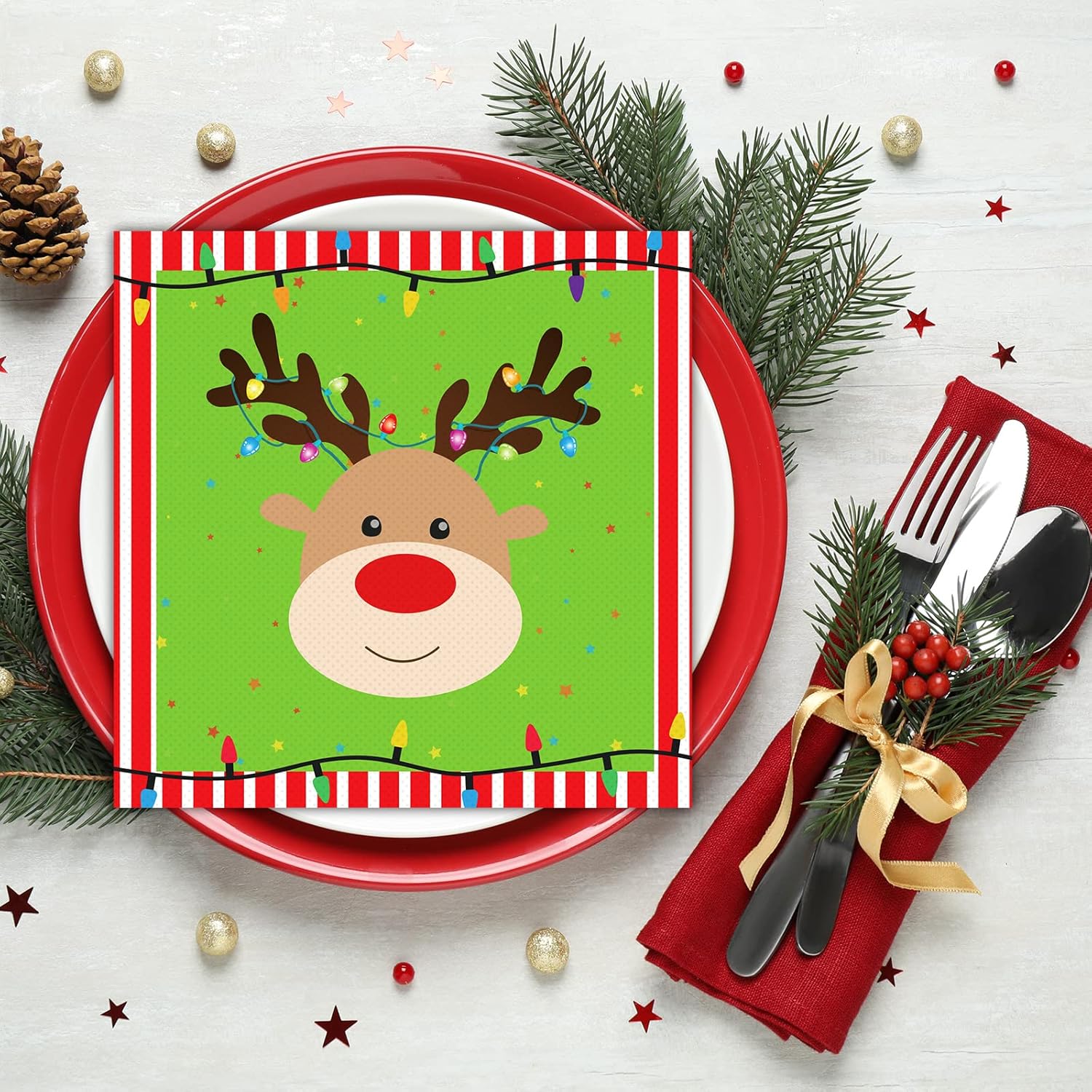 Servilletas de renos de Navidad para suministros de fiesta de Feliz Navidad, servilletas de papel desechables para invitados, servilletas de