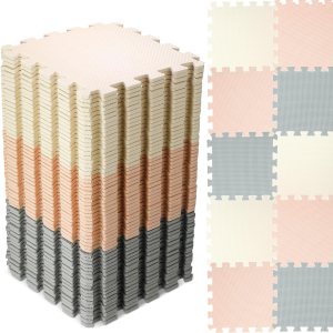 Nuanchu Juego de 60 piezas de rompecabezas de espuma para niños, tapete de juego de espuma de color sólido con bordes entrelazados, alfombra de Nuanchu Juego de 60 piezas de rompecabezas de espuma para niños, tapete de juego de espuma de color sólido con bordes entrelazados, alfombra de