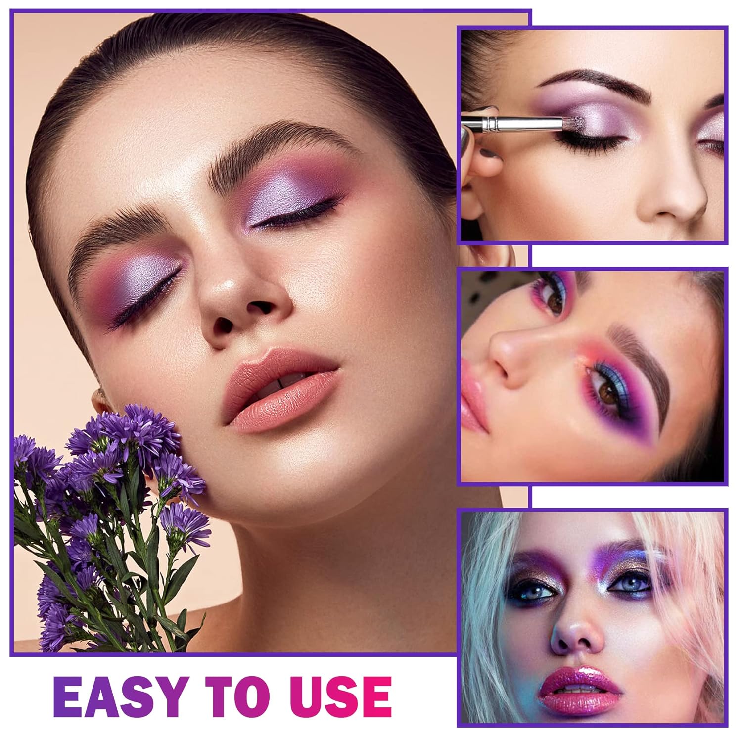 NVLEPTAP Paleta de sombra de ojos de 12 colores con purpurina, morado, rosa, blanco, paleta de sombra de ojos de arco iris de alta pigmentación,