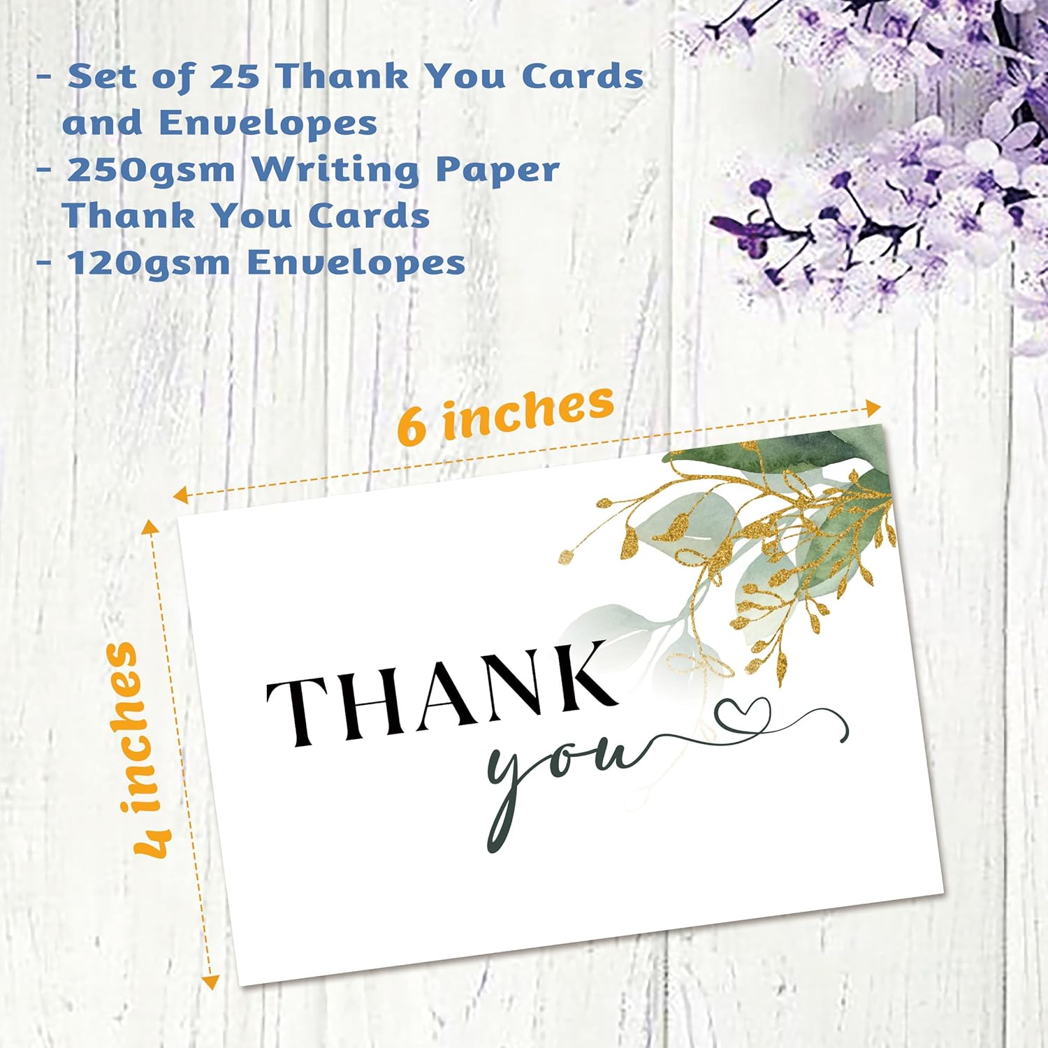 GNATV Tarjeta de agradecimiento, incluyendo 25 tarjetas de agradecimiento y sobres, 6×4 pulgadas, compromiso, despedida de soltera, boda, baby