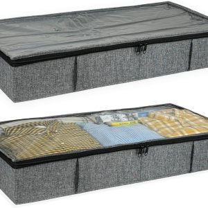 Clutter Mutter Contenedores de almacenamiento para debajo de la cama de 5 pulgadas de alto, 33.8 x 17.7 x 5.1 pulgadas, resistente organizador de Clutter Mutter Contenedores de almacenamiento para debajo de la cama de 5 pulgadas de alto, 33.8 x 17.7 x 5.1 pulgadas, resistente organizador de