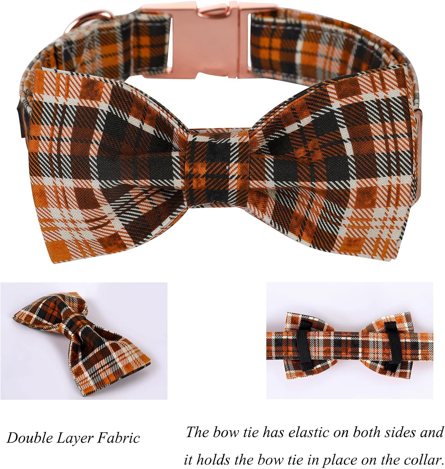 Lionet Paws Collar de perro de Halloween con corbatín  Lindo collar de algodón ajustable con lazo de otoño con hebilla de metal para perro pequeño,