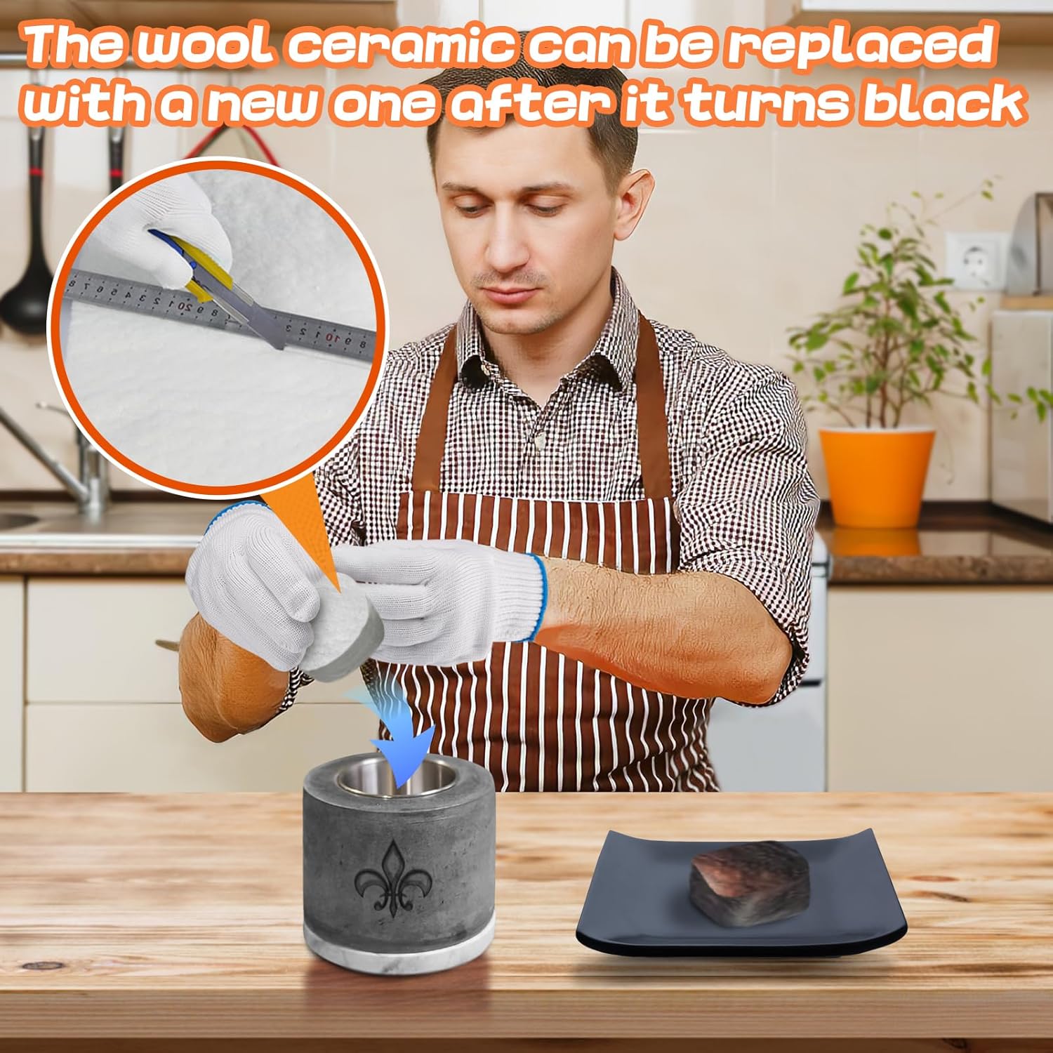 MADHOLLY Lana de cerámica para hoguera portátil de mesa para extender el tiempo de combustión, esponja de mecha de lana de cerámica de alta calidad,