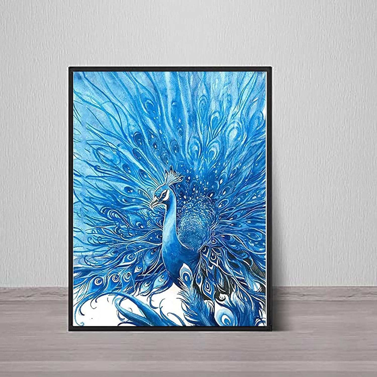 MANUKS Kit de pintura de diamantes 5D de pavo real azul, animales, pájaros, pintura de puntos de diamante para adultos y niños, kits de arte de