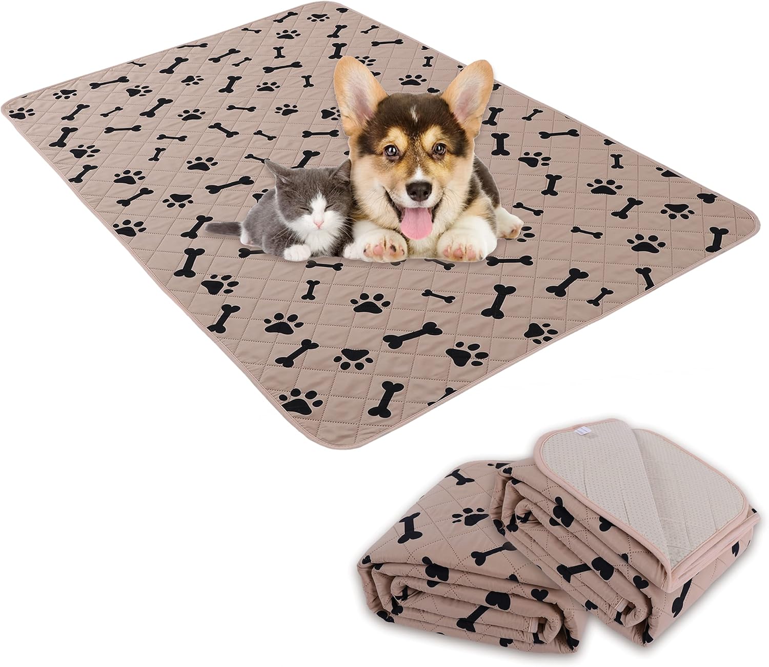 Almohadillas Wahable antideslizantes para perros pequeños, almohadillas para entrenamiento de absorción de agua (32 x 40 pulgadas, beige) 2 paquetes