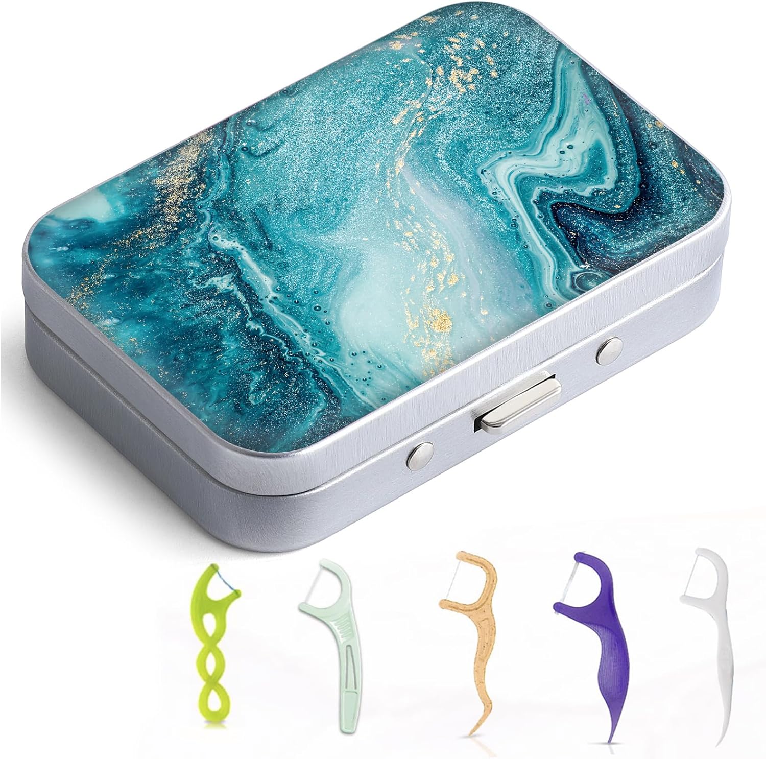 Estuche portátil de hilo dental, fácil de almacenar púas de hilo dental de varios tamaños, dispensador de hilo dental portátil es perfecto para