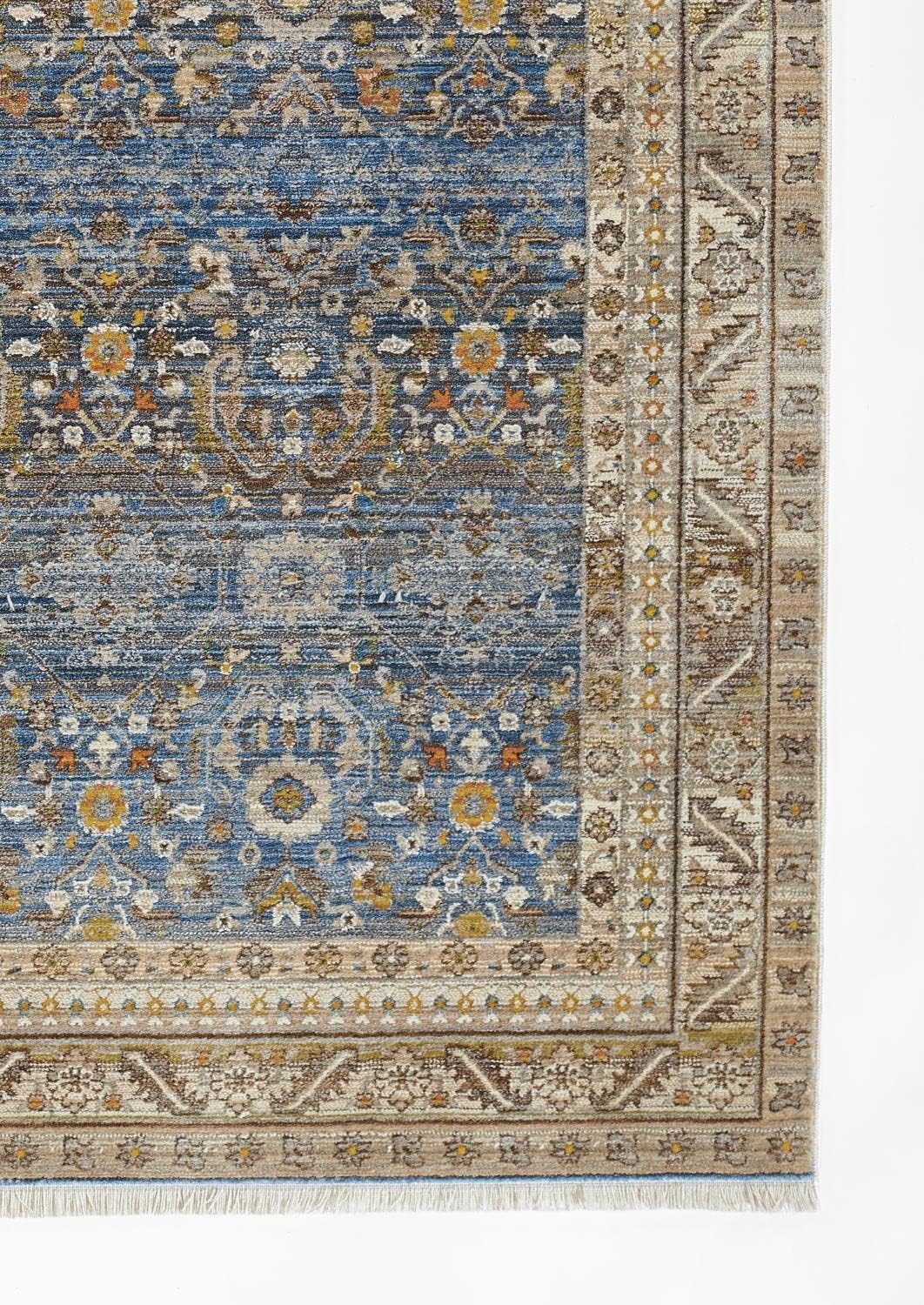 Momeni Izmir – Alfombra de poliéster con respaldo de algodón, azul, 2 pies 6 pulgadas x 8 pies