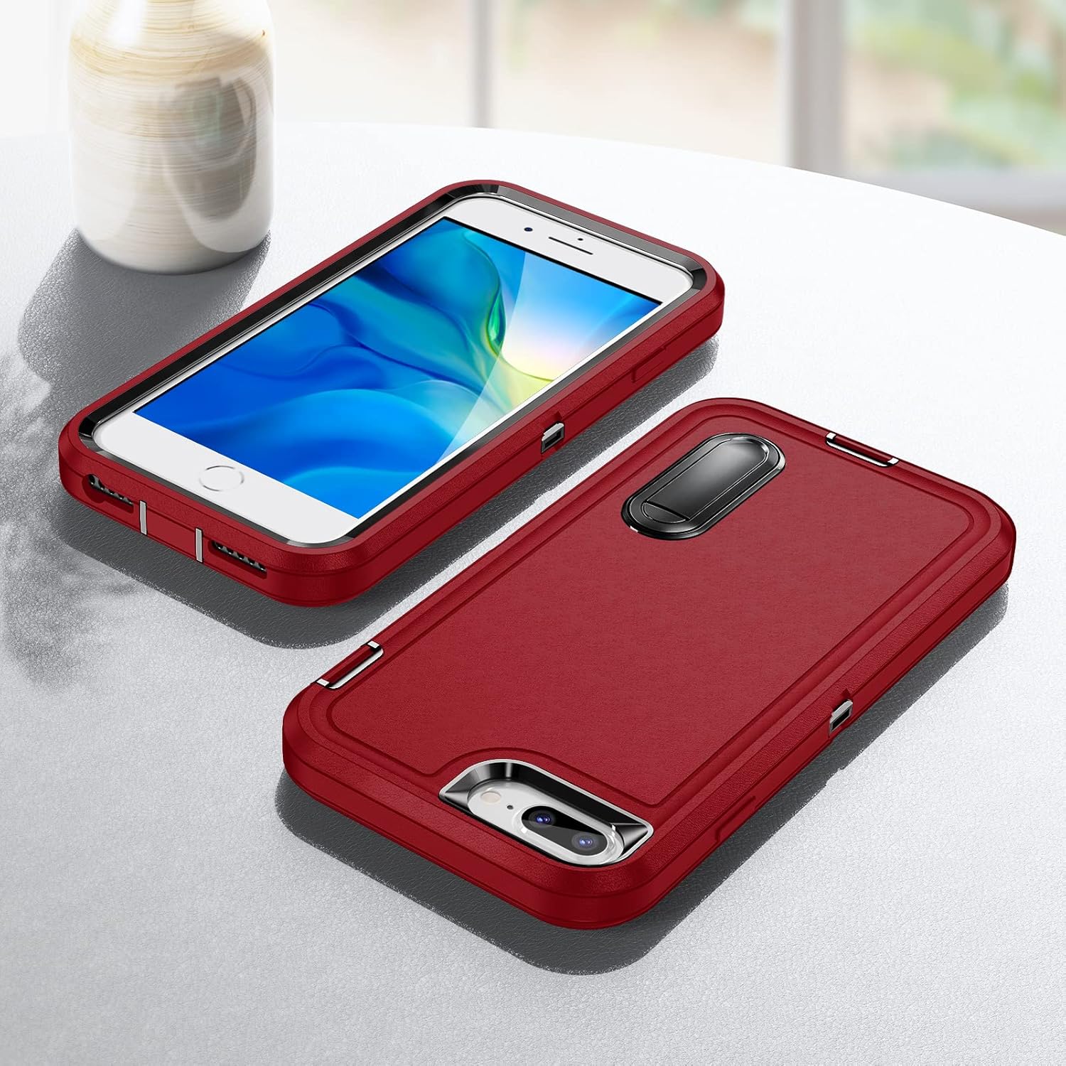 IDweel Funda para iPhone 8 Plus, funda para iPhone 7 Plus6S Plus6 Plus con soporte integrado, protección de alta resistencia a prueba de golpes,