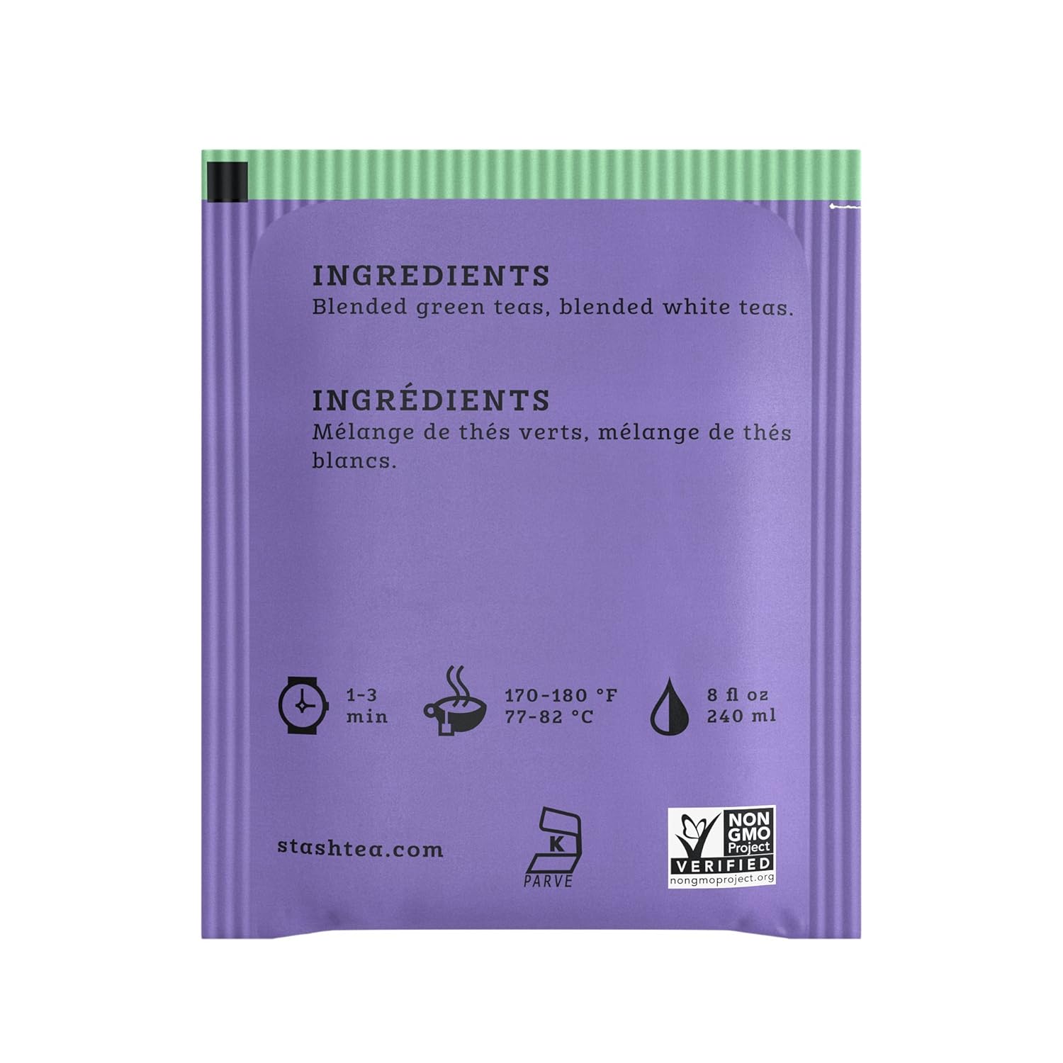 Stash, Té verde y blanco de fusión, bolsas de té, 18 unidades