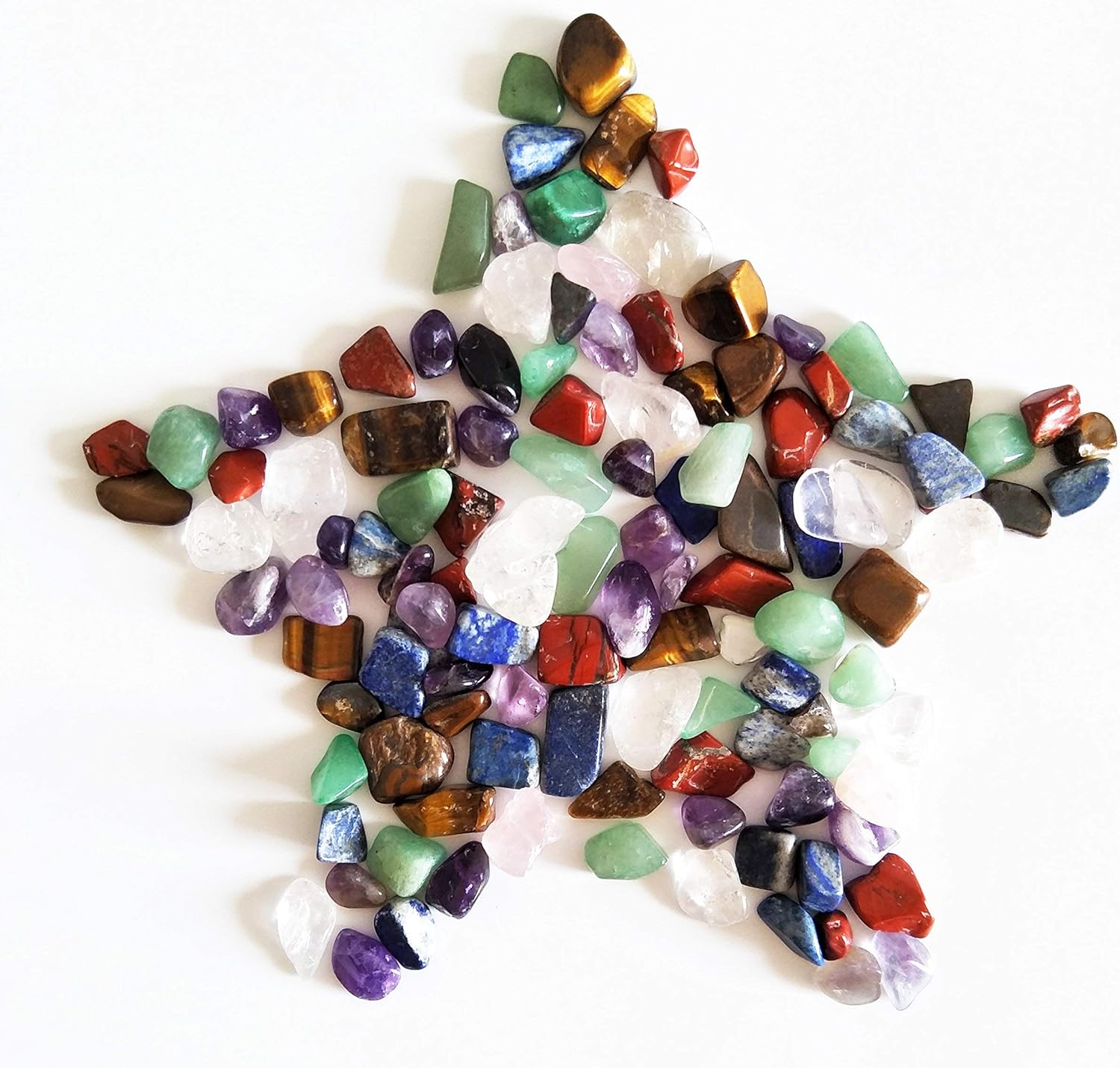 Cristal natural 7 piedras de chakra de cuarzo rosa, amatista, lapislázuli, jaspe, jade, ojo de tigre para sanación de energía de cristal,