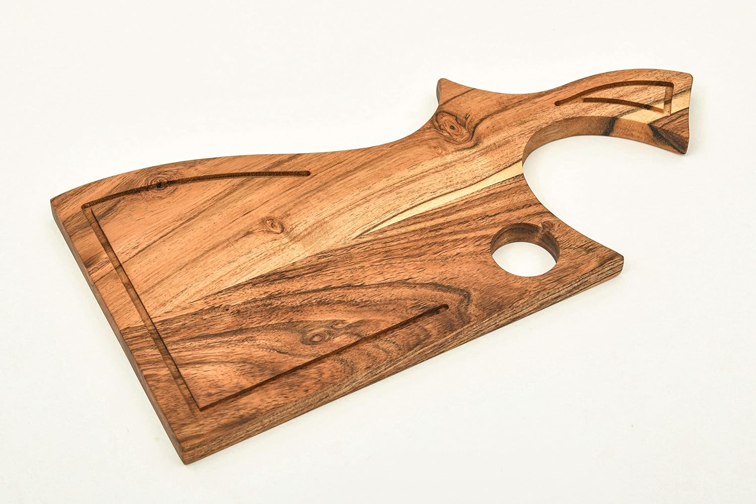 Tabla de cortar de madera de Halloween para cocina, 14 pulgadas de largo x 7 pulgadas de ancho, pieza de bloque de carnicero con asa, plato de