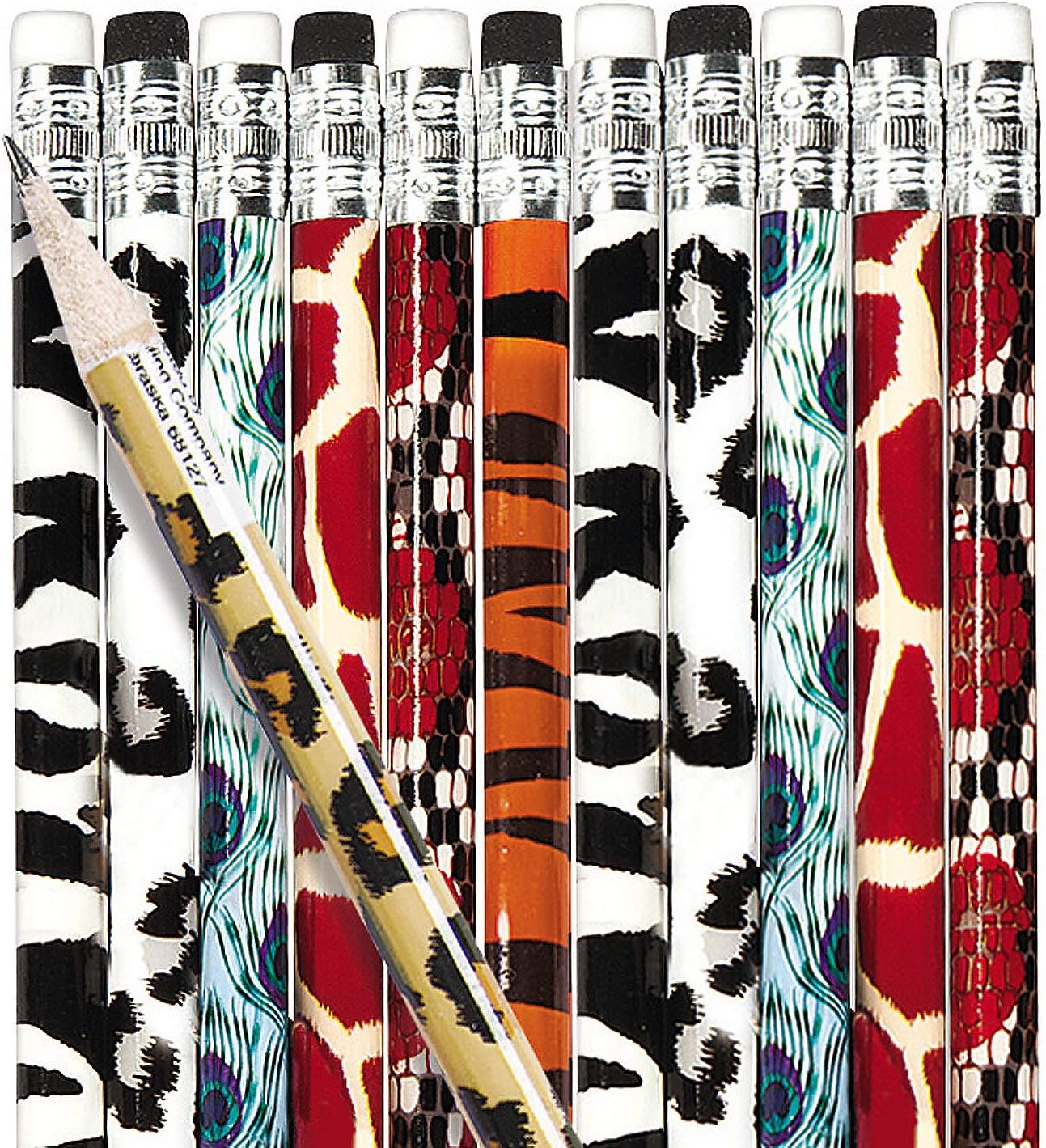 Fun Express Surtido de lápices con estampado animal (144 lápices) cebra, tigre, jirafa y más – Suministros para la escuela bíblica de vacaciones