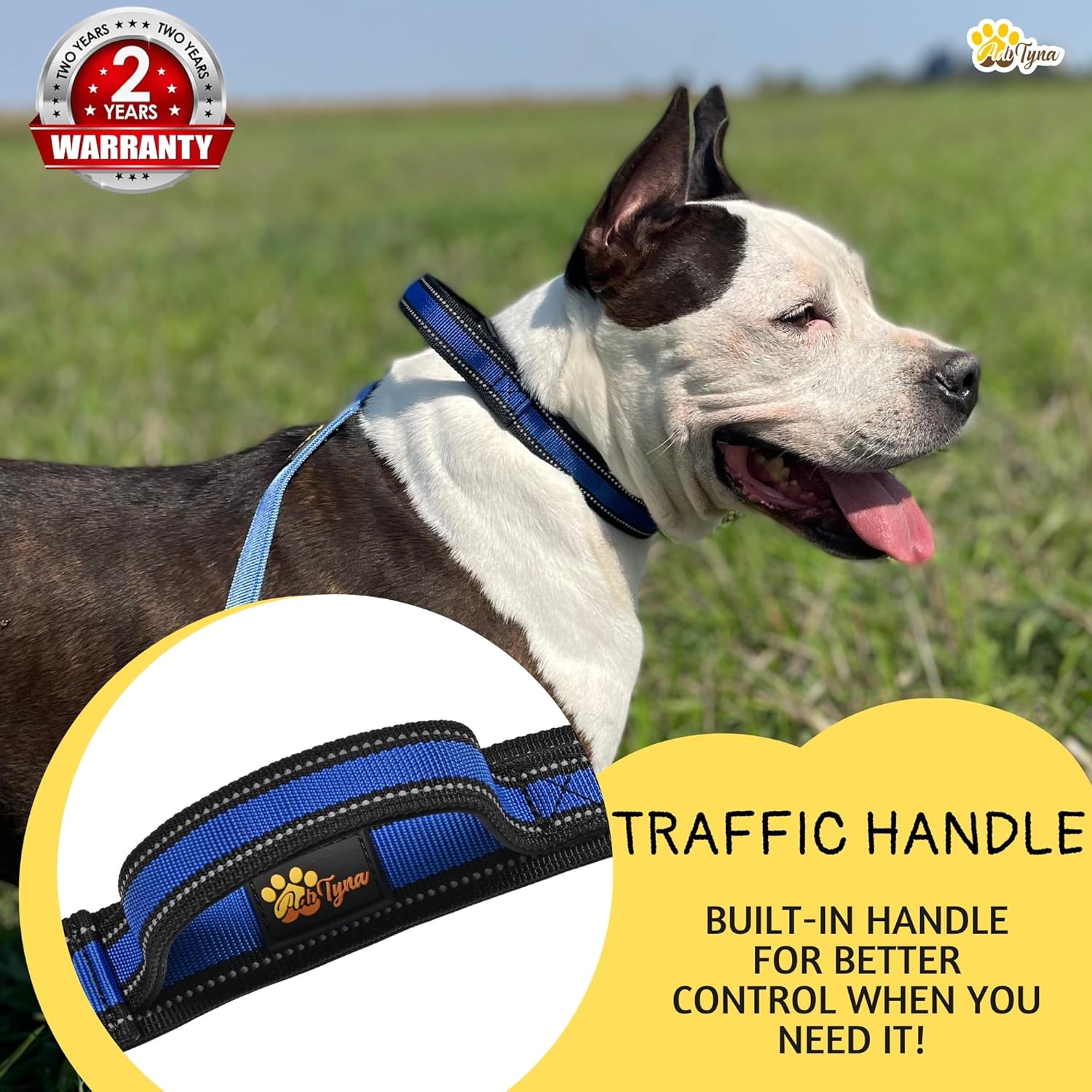 ADITYNA – Collar de perro resistente para perros extra grandes – Collar de perro rojo XL con asa – Acolchado de neopreno suave ultra cómodo (Extra-L
