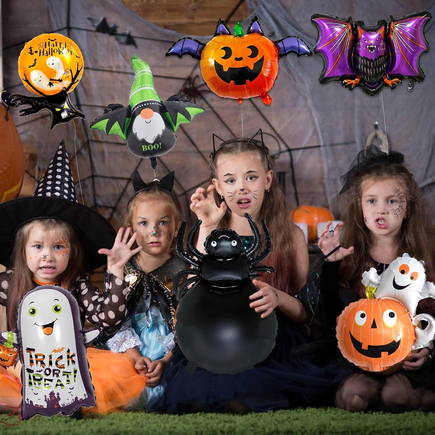 Globos de aluminio de Halloween, globos de helio de aluminio 3D para Halloween, fantasma, araña, árbol de murciélago, calabaza, globos de Halloween