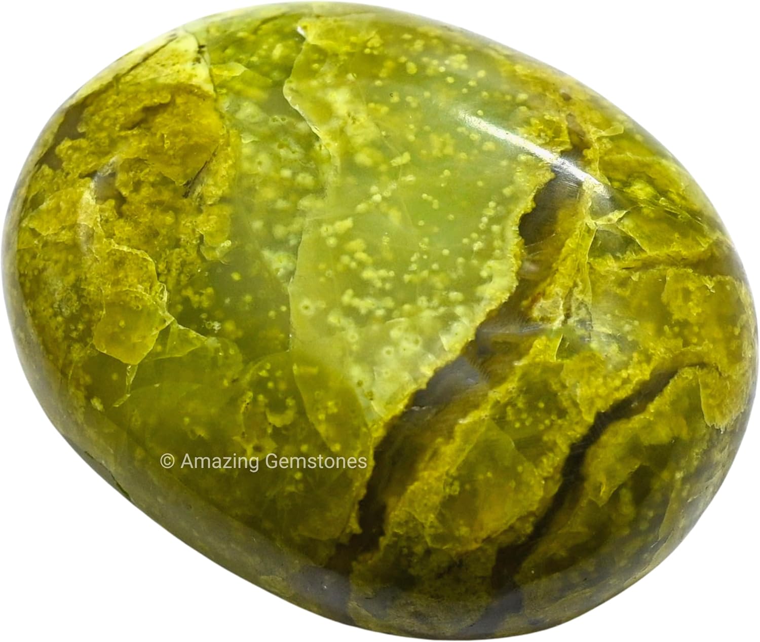Amazing Gemstone Piedra de palma de ópalo verde, piedra de preocupación de masaje de bolsillo para equilibrio natural de chakras corporales,