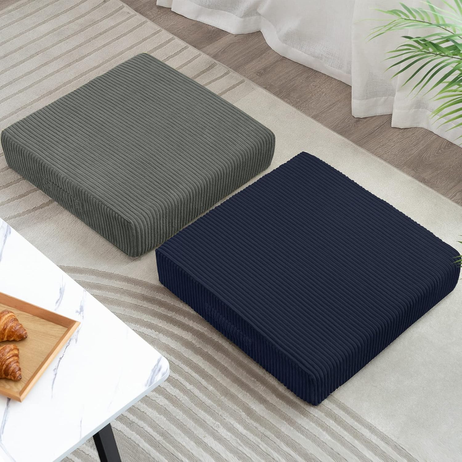 MeMoreCool Almohada grande para el suelo de adultos para sentarse, almohada de suelo lavable con inserto de espuma firme, almohadilla de piso de