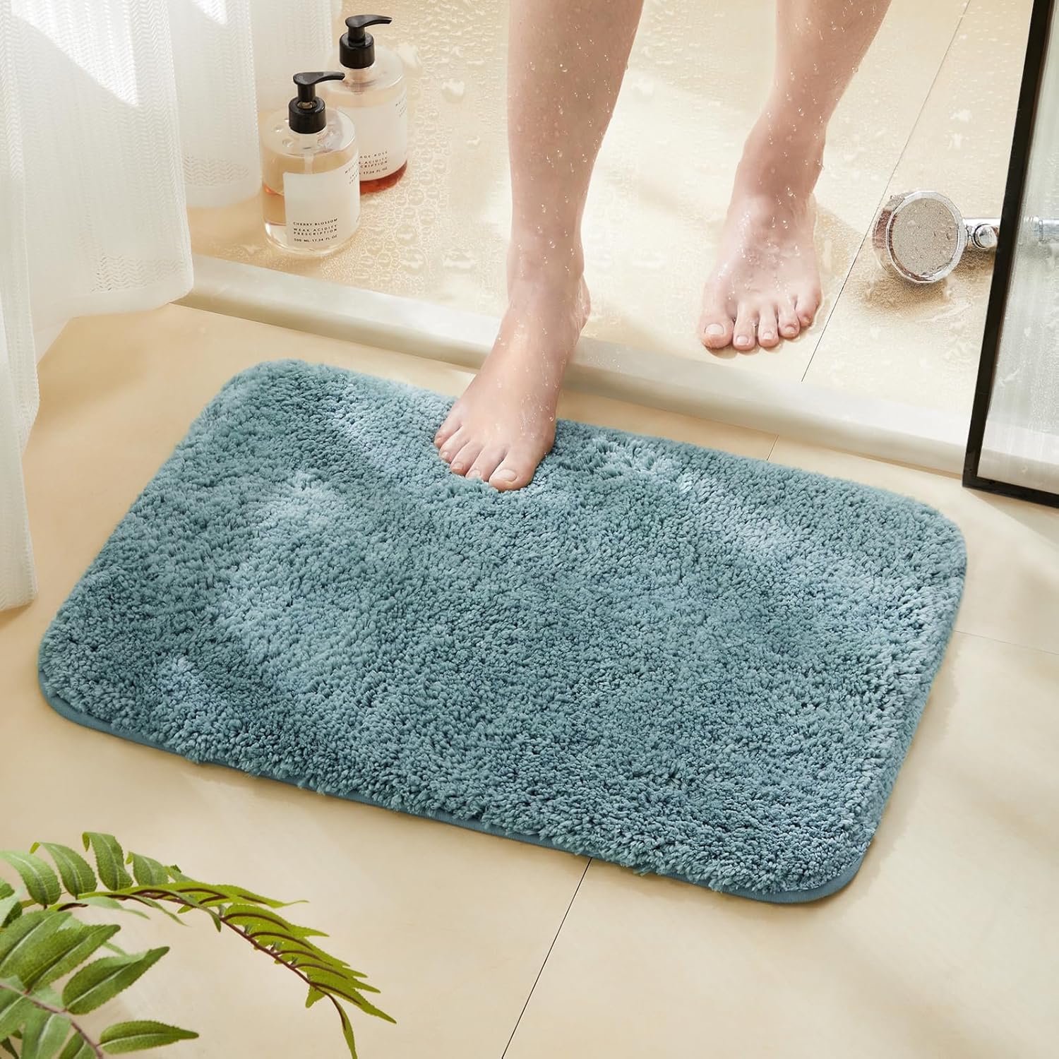 TECHMILLY Alfombras de baño súper suaves, absorbentes, gruesas, antideslizantes, de secado rápido, lavables a máquina, para suelo de baño, bañera y
