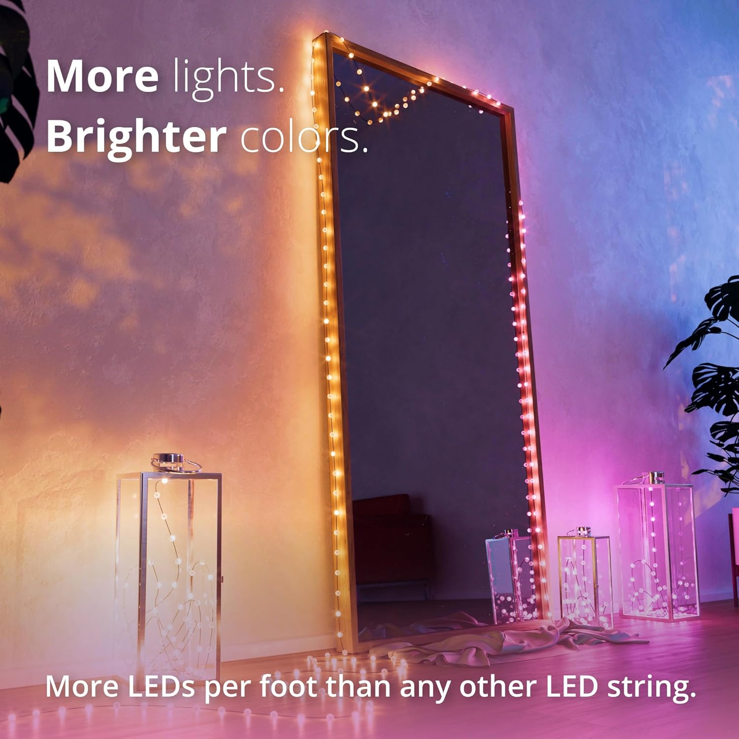 Twinkly Candies – Cadena de luces LED en forma de vela controlada por aplicación, 100 RGB (16 millones de colores) 6 M19.7 pies. Cable transparente.