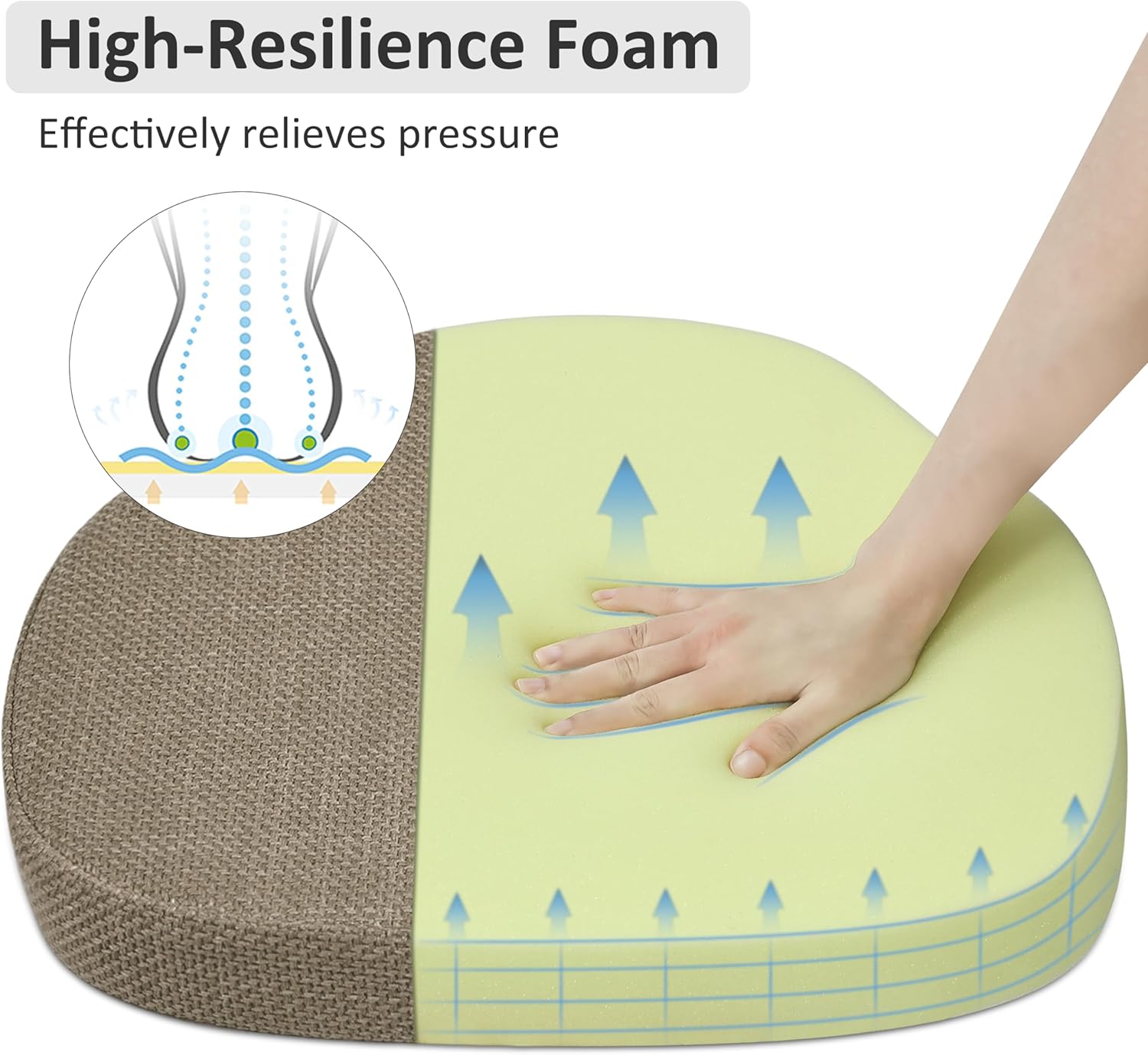 Shinnwa Windsor – Juego de 4 cojines para sillas de comedor, cojines de espuma de alta resistencia para sillas de cocina con lazos y funda