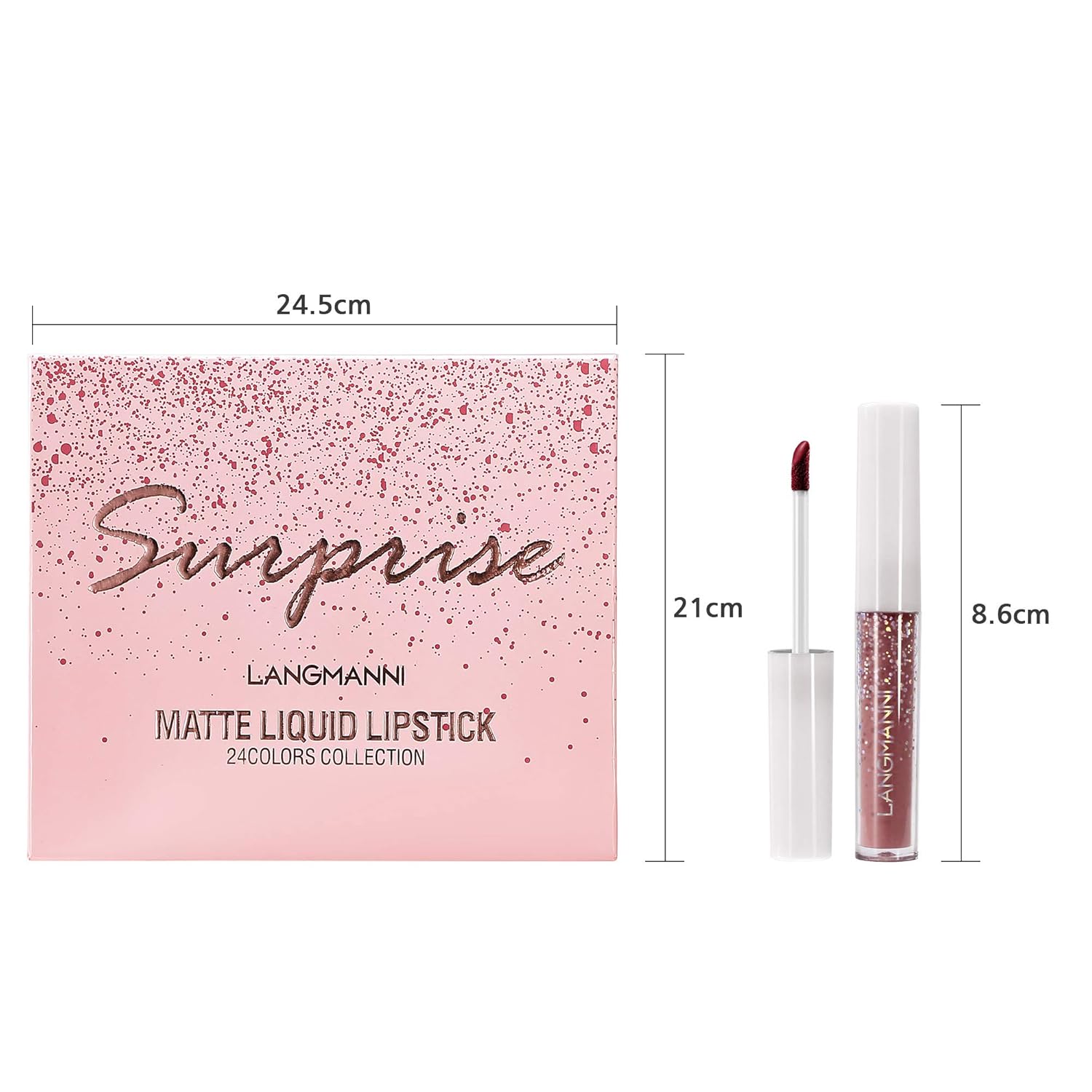 Petansy Juego de 24 colores de lápiz labial líquido mate, impermeable, de larga duración, juego de brillo de labios, cosméticos de belleza, kit de