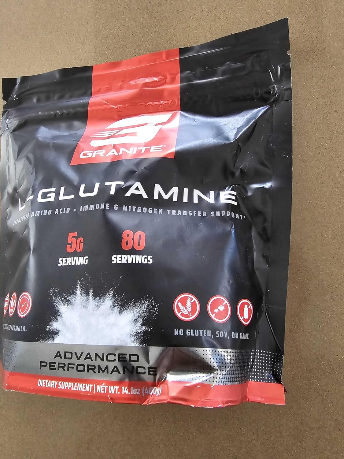 Granite L-Glutamina en polvo (fermentado), recuperación y apoyo inmunológico, 80 porciones