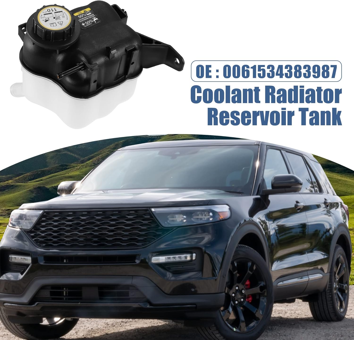 X AUTOHAUX 1 juego de depósito de tanque de botella de desbordamiento de líquido refrigerante con tapa para Ford Explorer 2011-2019 Taurus 2008-2019