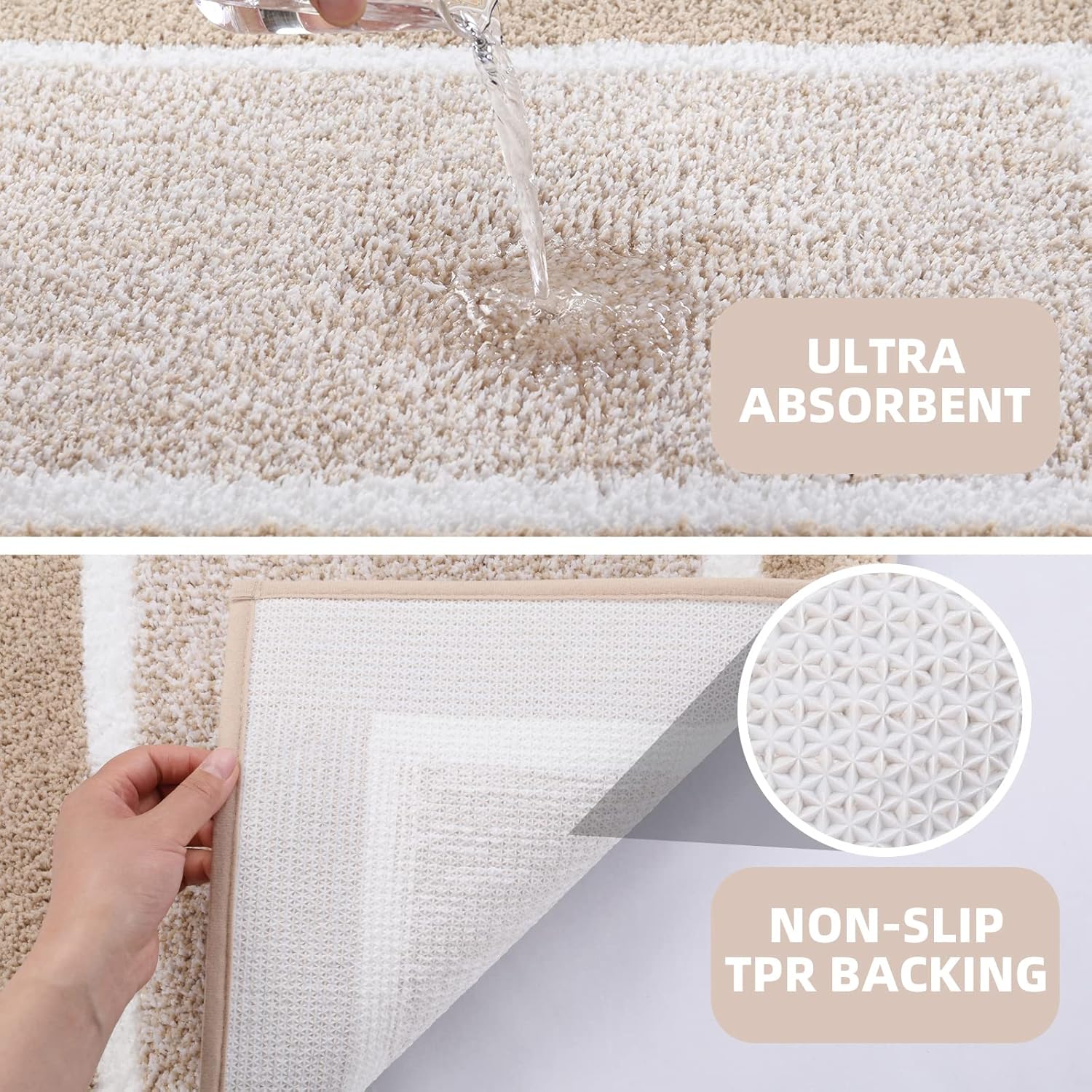 ZOESIOER Juego de alfombras de baño de 3 piezas con contorno en forma de U, alfombras de baño para ducha, alfombras de baño de microfibra