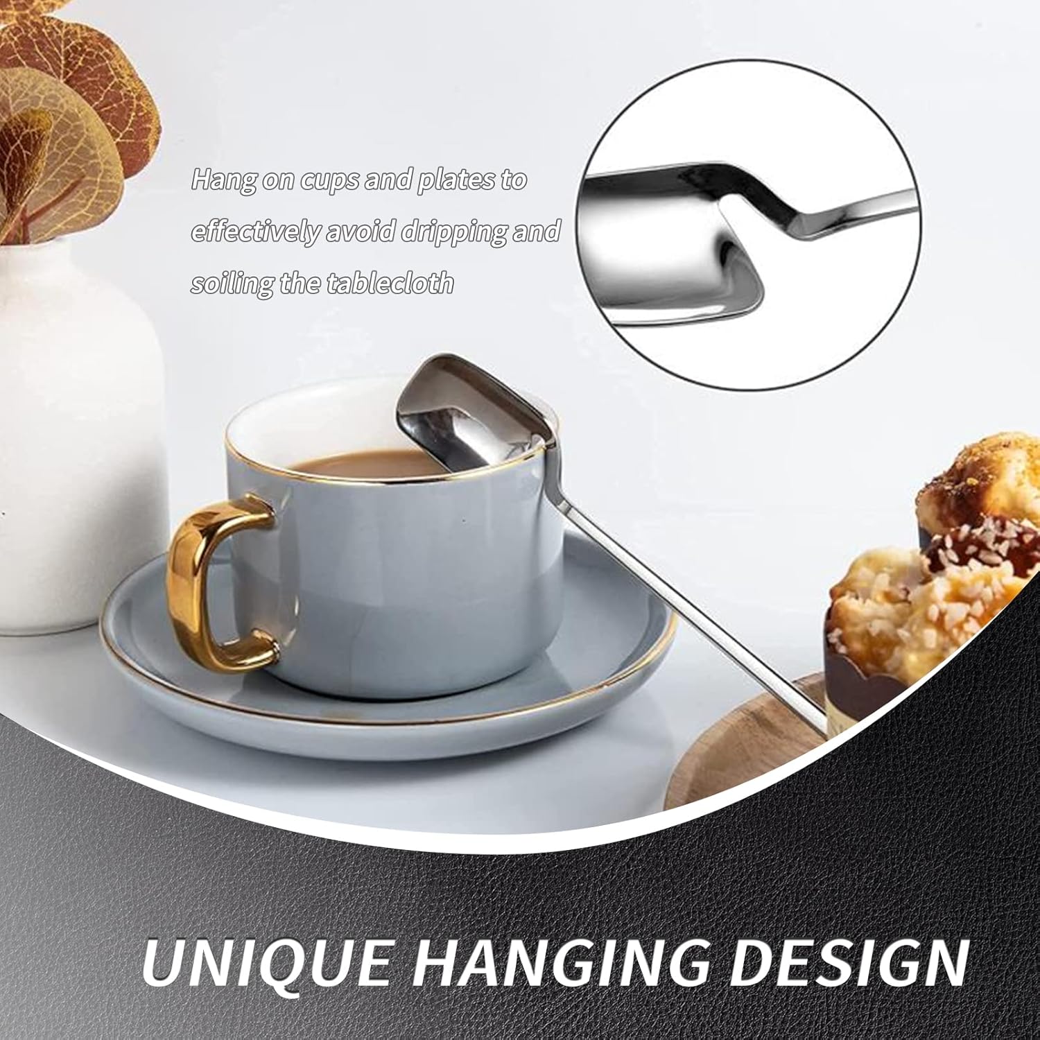 Paquete de 3 cucharas de café de 5.6 pulgadas en Demitasse de acero inoxidable 1810 y mini cucharas para degustar té de azúcar, helado, cucharas