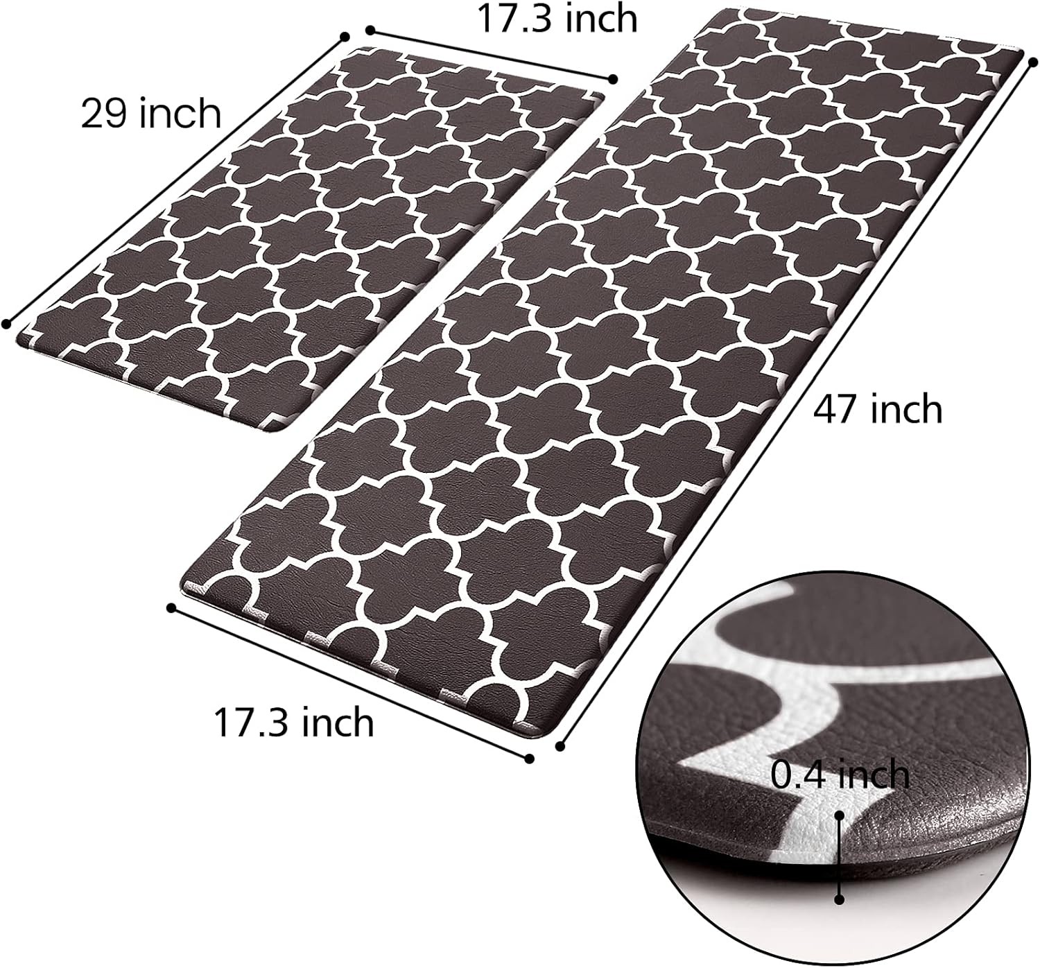 KMAT -2 Tapetes para cocina, acojinados, antifatiga, impermeables, de PVC resistente y espuma cómoda y ergonómica para estar de pie, para el hogar,