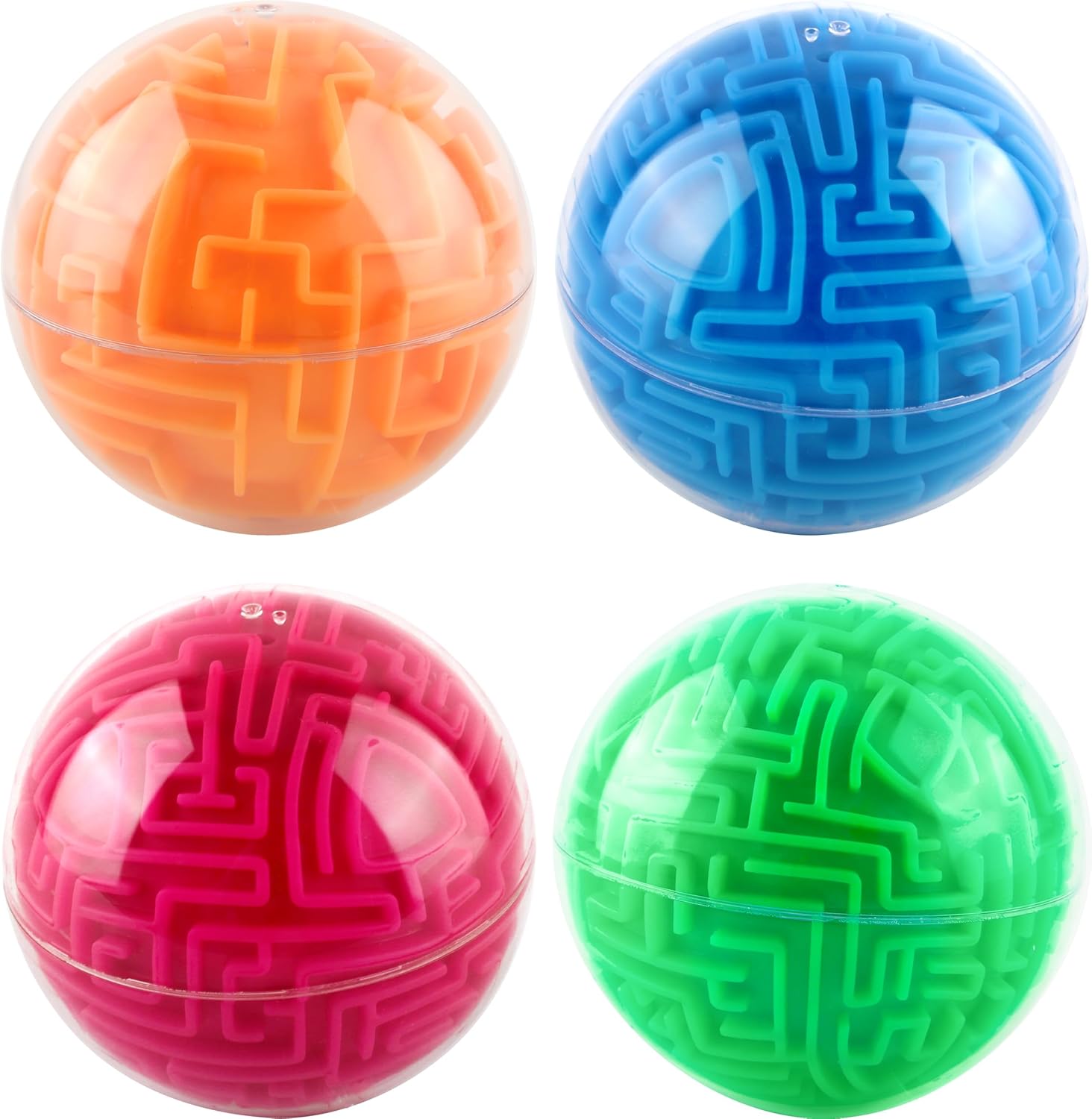 4 paquetes de bola de laberinto 3D de 4 pulgadas, gravedad mágica, bola de laberinto tridimensional, cubo de laberinto, juguetes para niños y