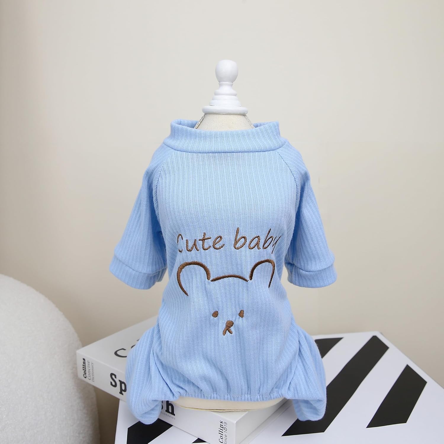 Loyanyy Pijama de algodón para perro, suéter cálido para perro, lindo mameluco elástico para gatos, overol de invierno para niñas y niños, elegante
