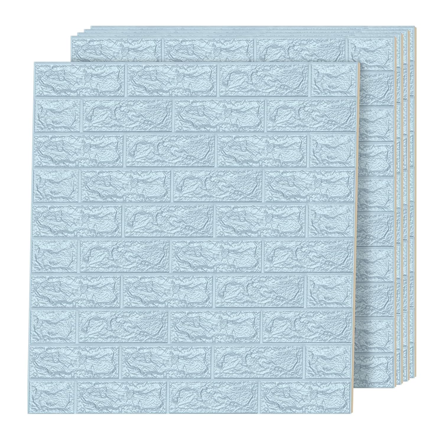 Art3d Paneles de pared de ladrillo de espuma autoadhesivos 3D de 29 pies cuadrados, color azul (paquete de 5)