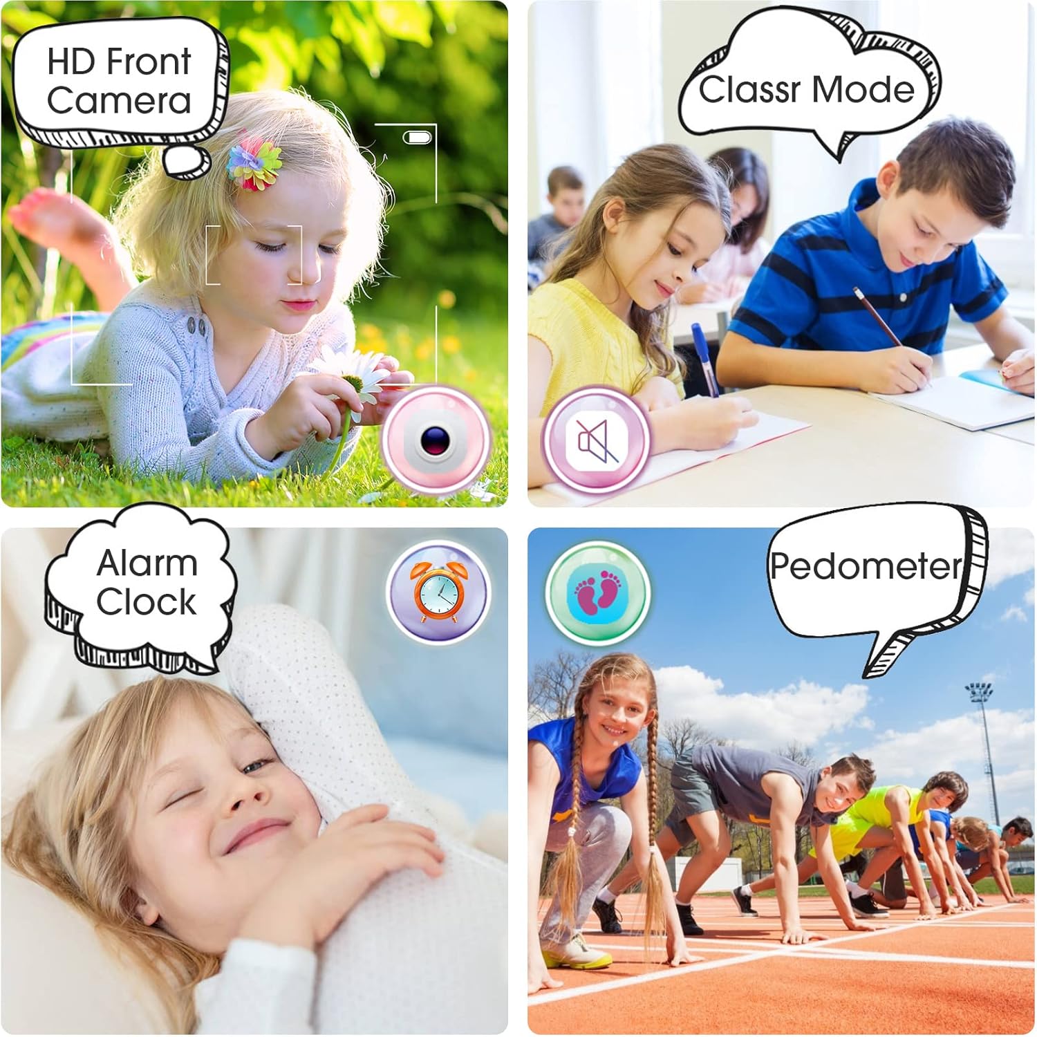 cjc Reloj inteligente 4G para niños con rastreador GPS y llamadas, llamadas de 2 vías y chat de voz y video, alarma SOS, WiFi, impermeable, teléfono