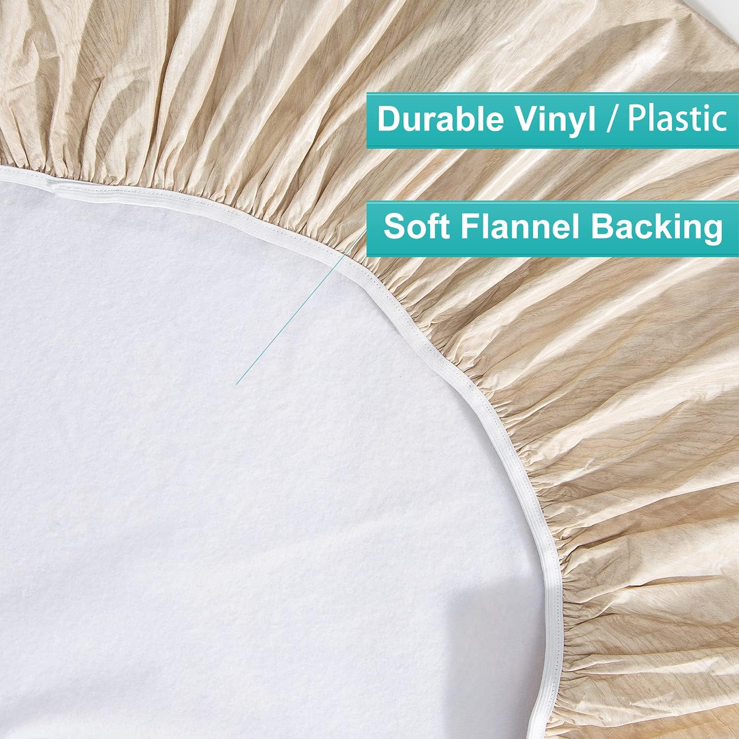 Smiry – Mantel redondo de vinilo ajustable con bordes elásticos y parte trasera de franela, mantel de vinilo impermeable, lavable, para mesas