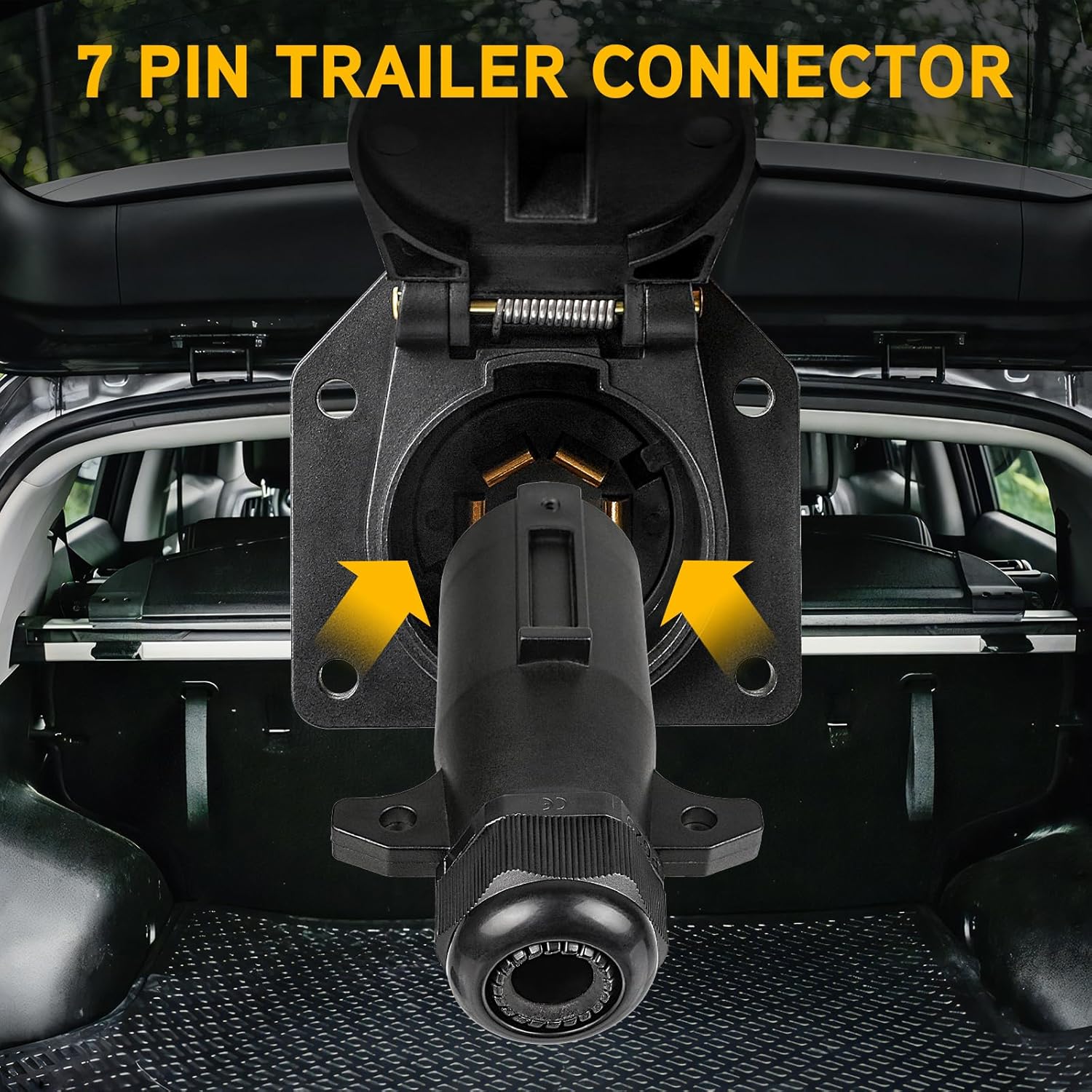 Enchufe de remolque de 7 pines, enchufe de remolque de 7 vías con sello impermeable IP68, adaptador de luz de remolque compatible con todos los