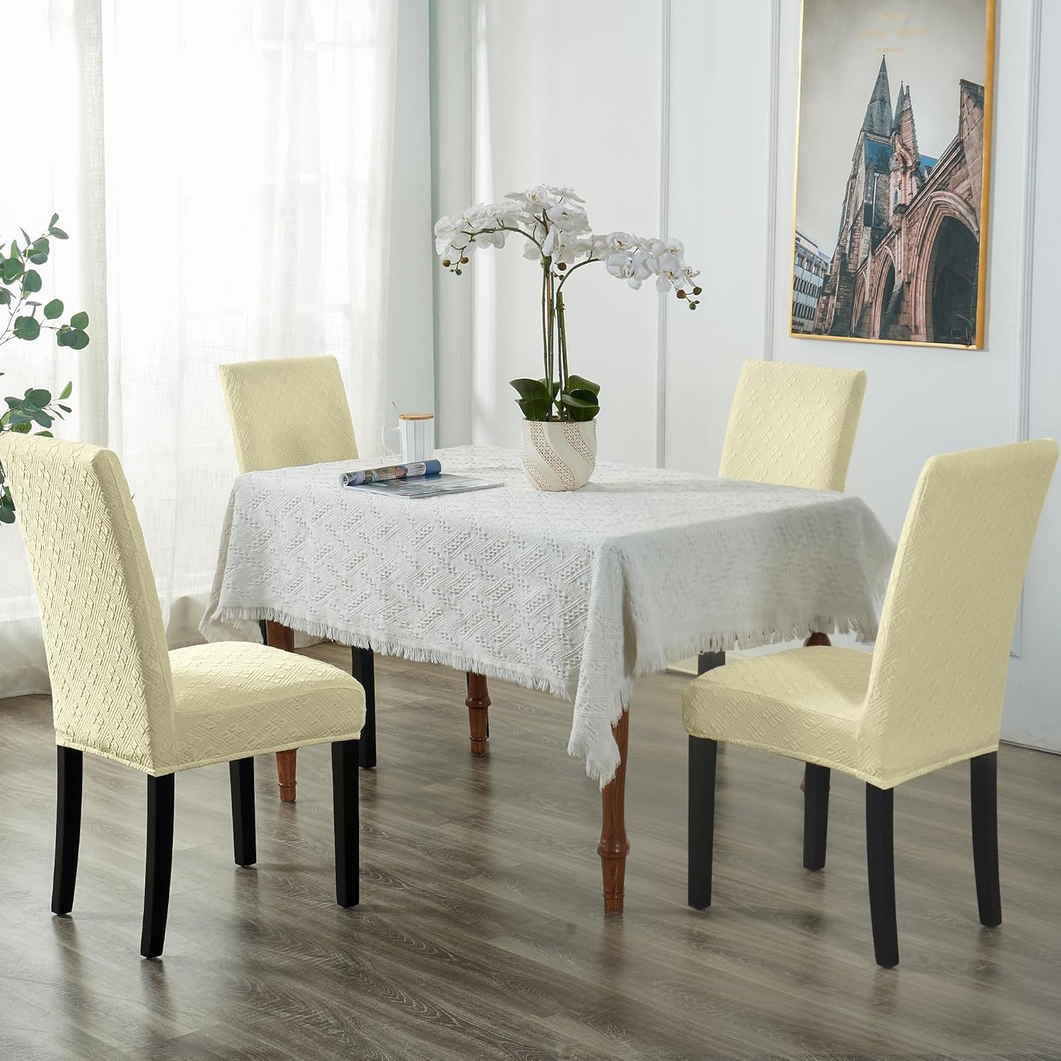 Juego de 4 fundas para sillas de comedor, fundas elásticas para sillas de comedor, fundas para sillas de cocina, juego de 4, fundas para sillas