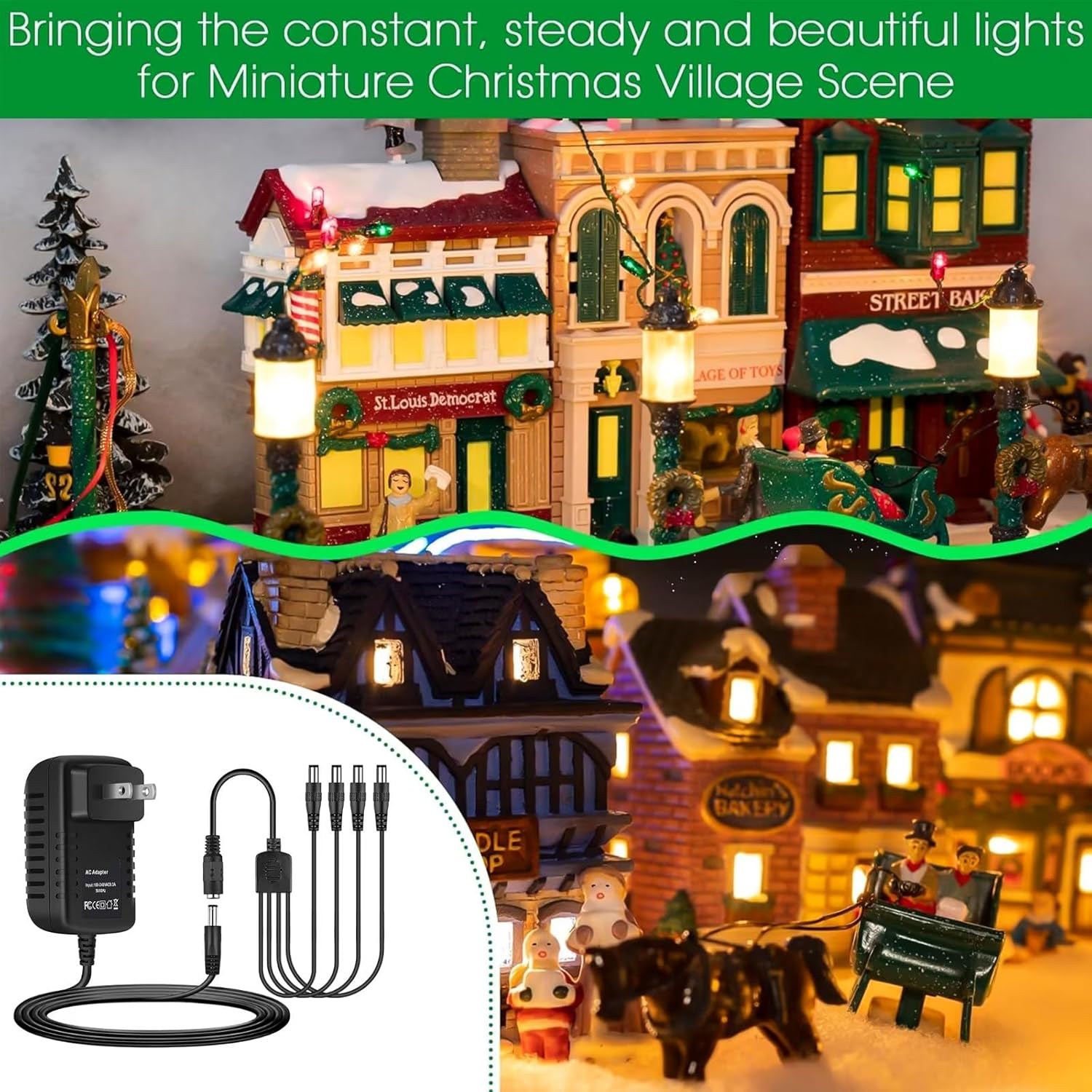 SLLEA Adaptador de CA de repuesto para Lemax iluminado 94564 44241 64517 74269 74274 Christmas Village SPO