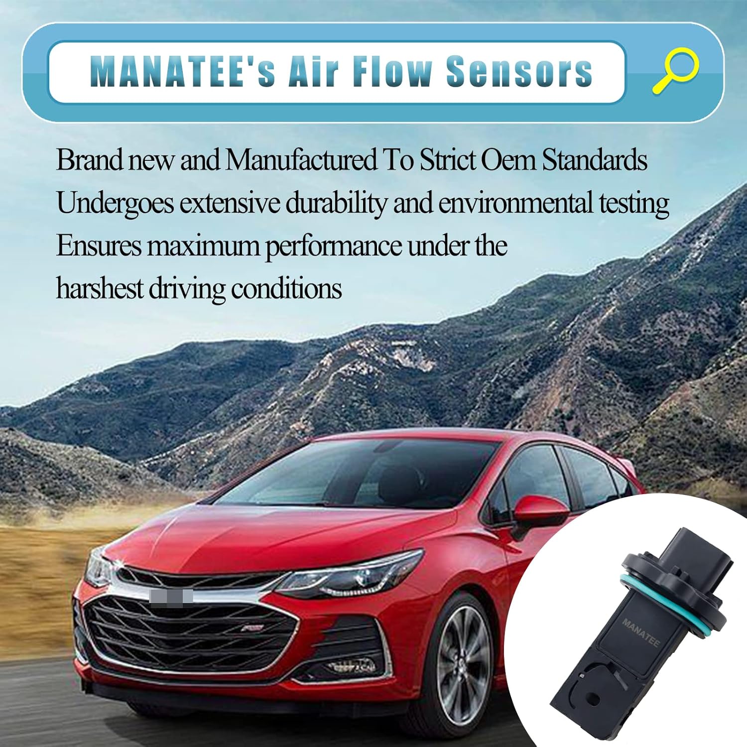 MANATEE Medidor de flujo de aire masivo, sensor de flujo de aire MAF compatible con Buick Encore Verano, para Chevy Caprice Trax Sonic Cruze