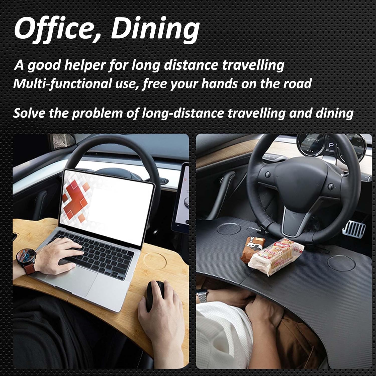 Bandeja de coche para conductor, bandeja de comida plegable para automóvil, bandeja de comedor para computadora portátil (el lado del pasajero