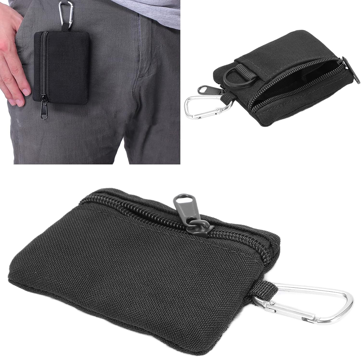 FILFEEL Molle – Bolsa con mosquetón, bolsa Molle EDC al aire libre, mini funda portátil para tarjetas de llaves, bolsa EDC, monedero, mochila de