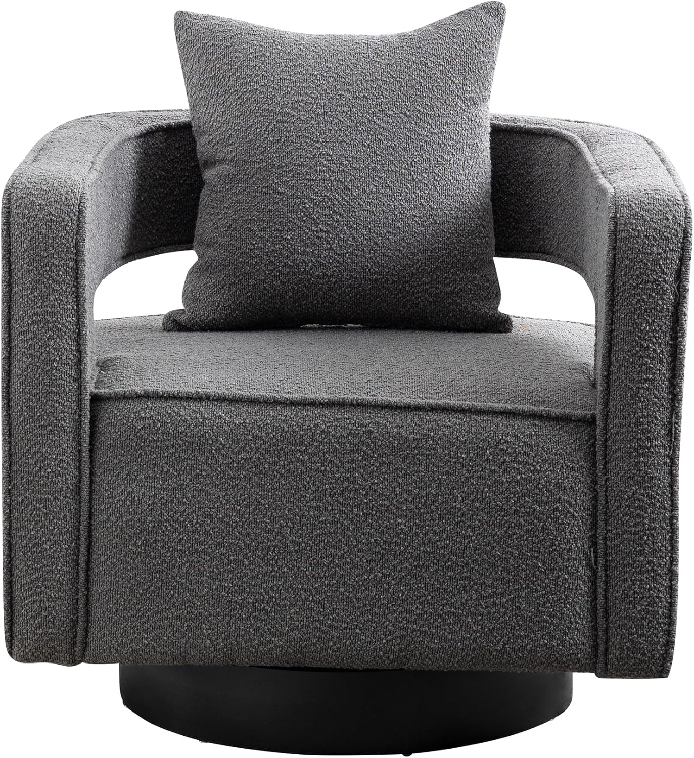 HomSof Silla giratoria de 29.0 pulgadas de ancho con respaldo abierto, moderna y cómoda, para club, ocio, sillón para descanso, gris y negro, 4